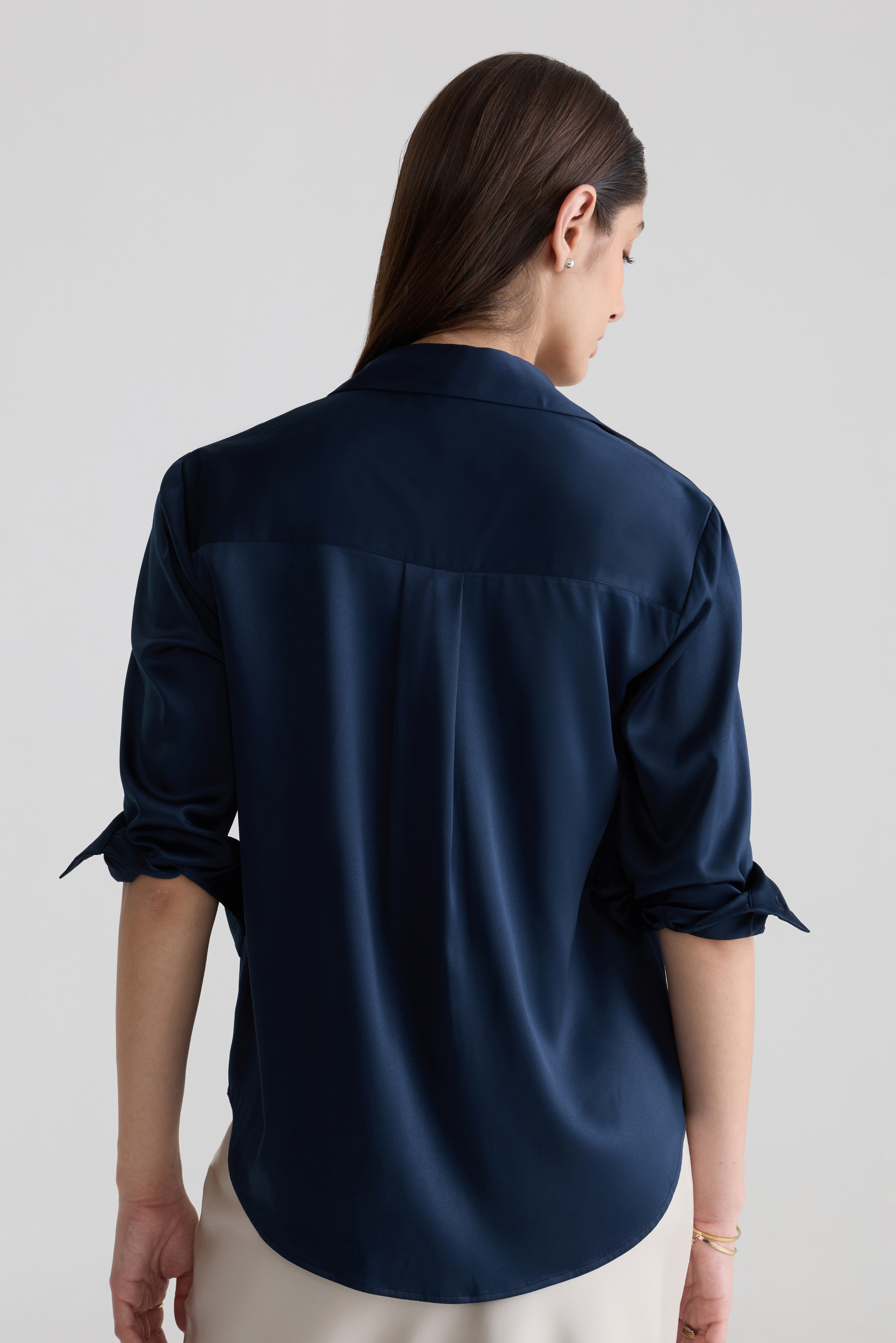 DEEP BLUE - WOMEN SATIN SHIRTS