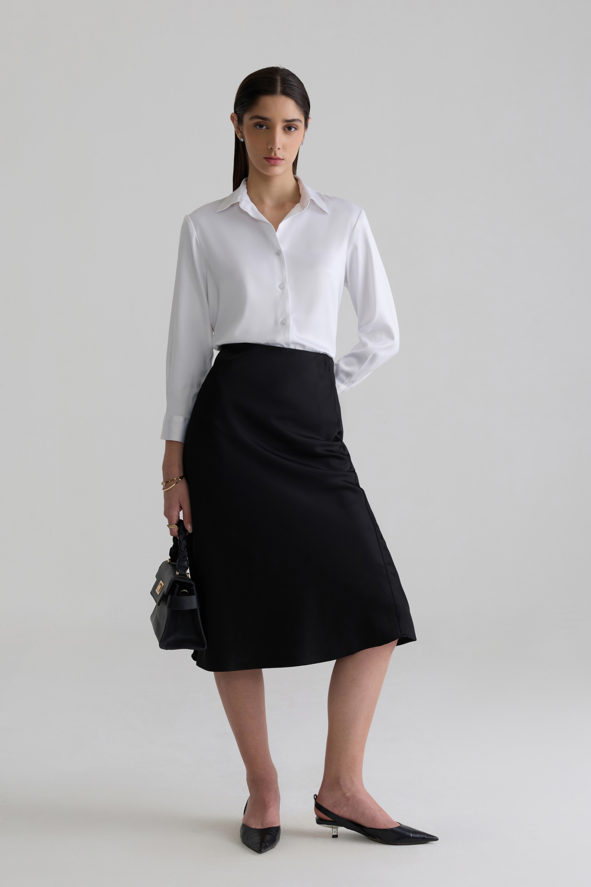 WHITE - WOMEN SATIN SHIRTS