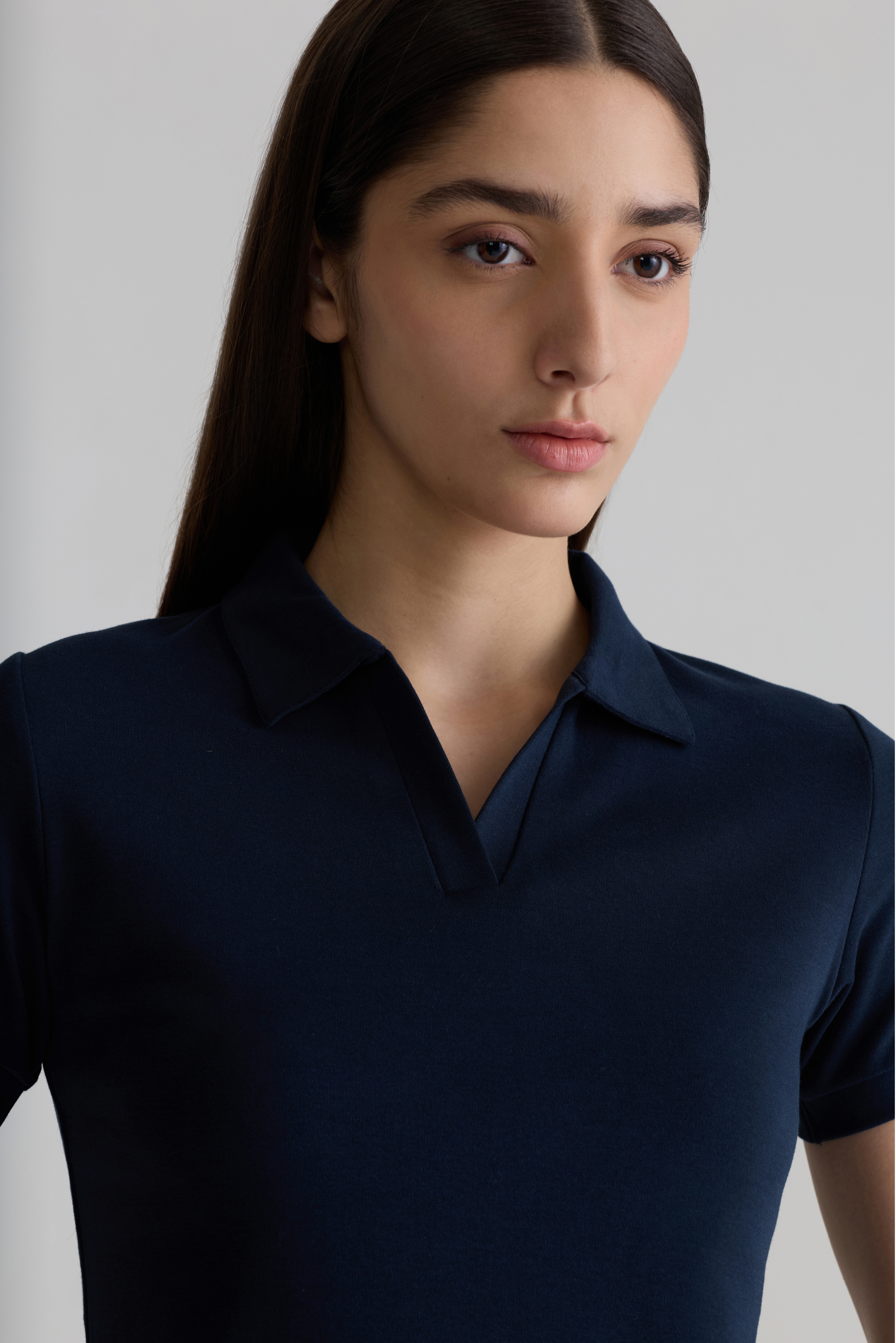 DEEP BLUE - WOMEN V-NECK POLO