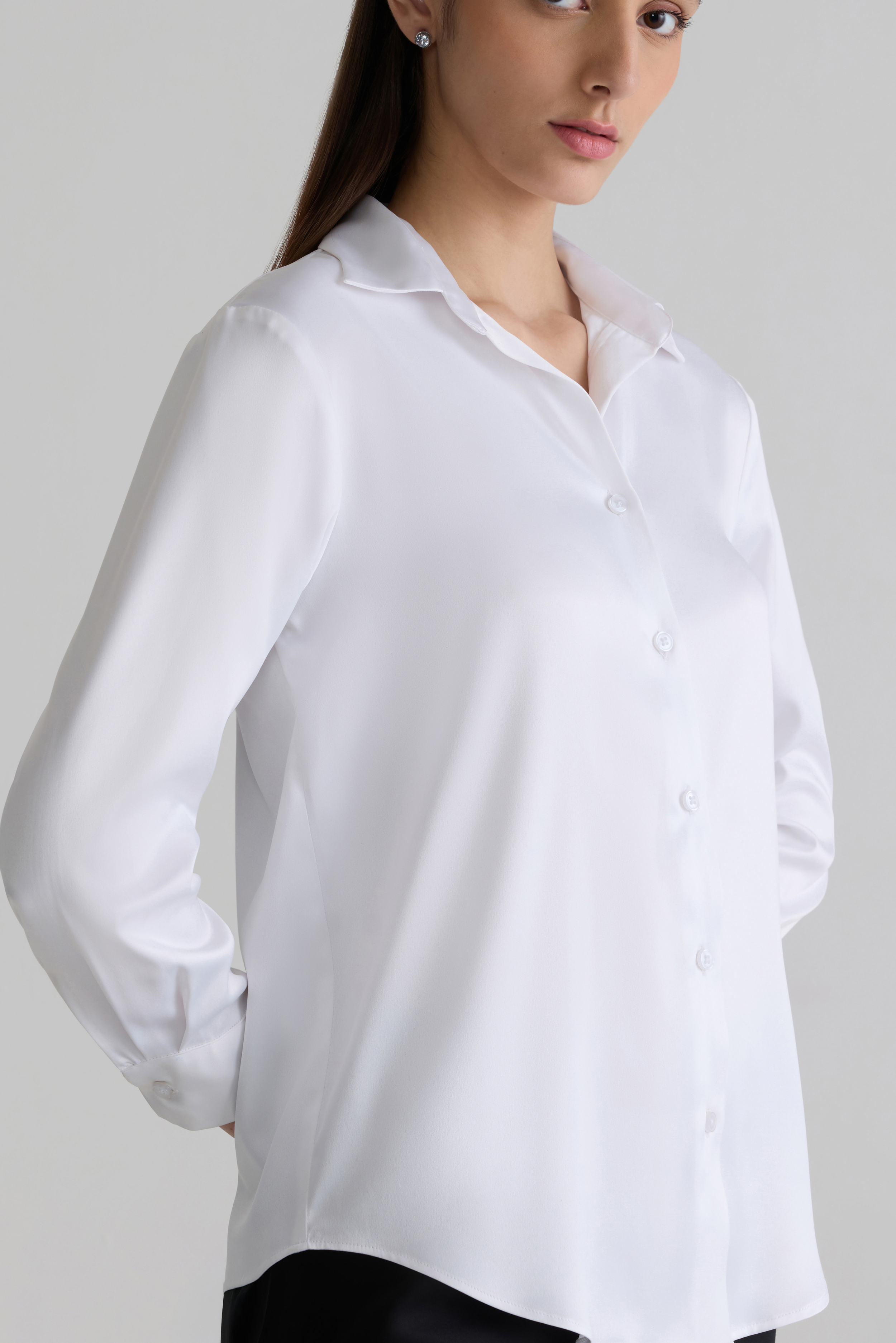 WHITE - WOMEN SATIN SHIRTS