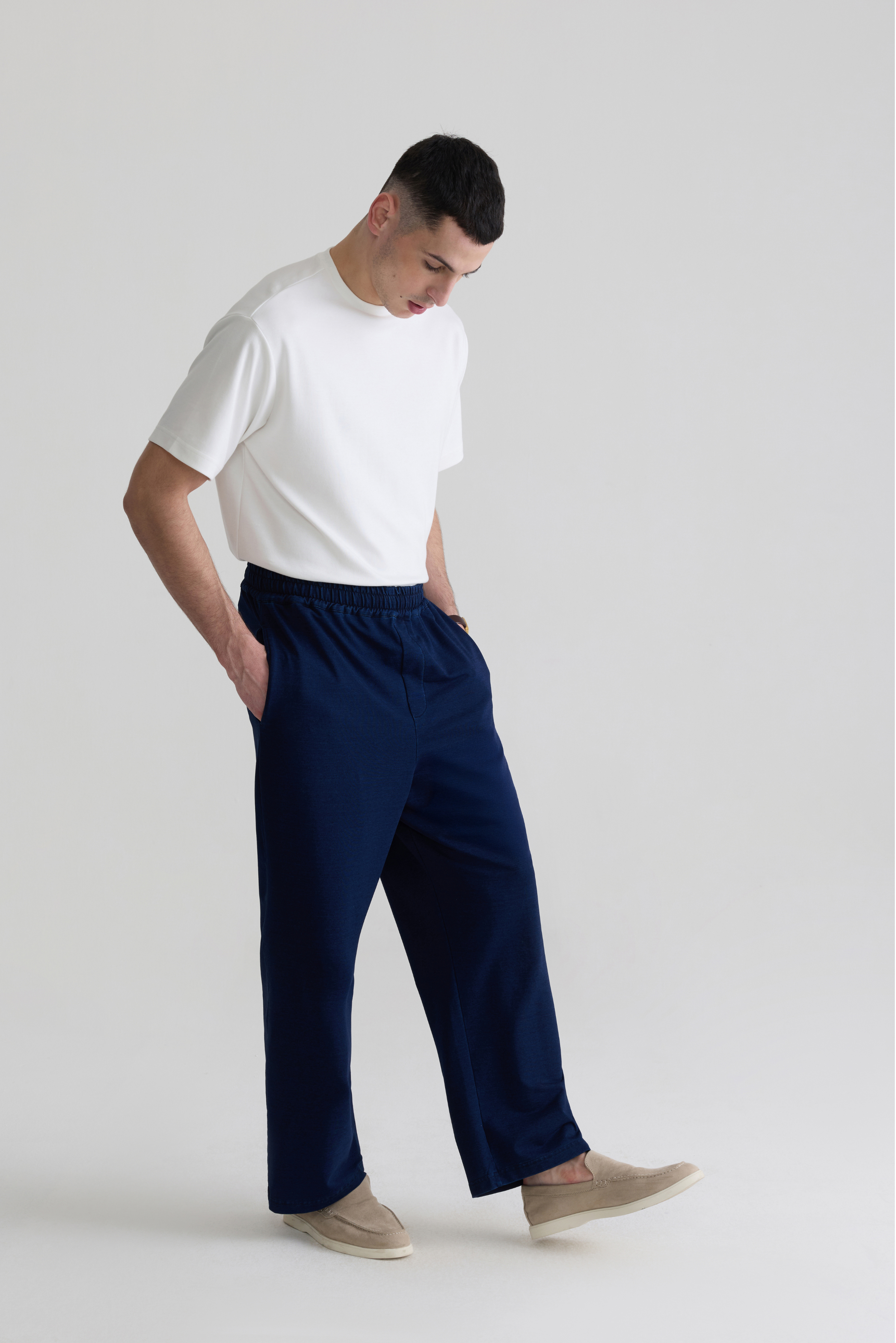 DARK BLUE - MEN EASY DENIM TROUSERS