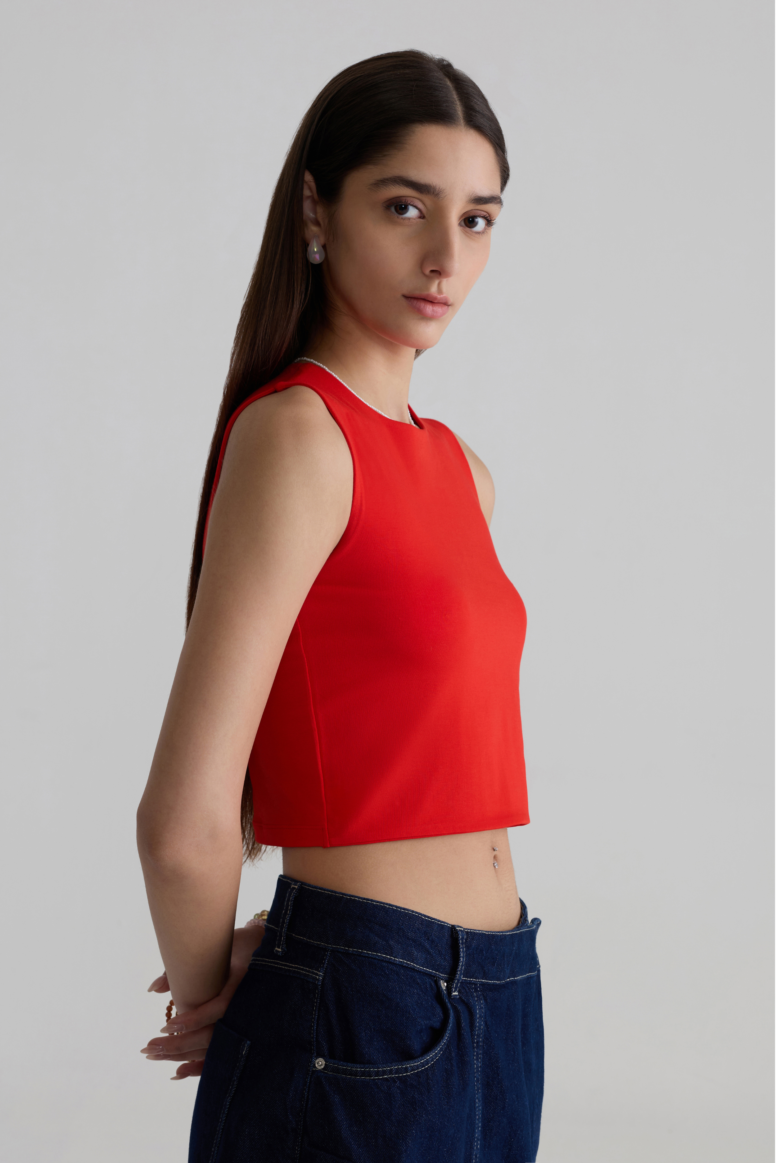 SCARLET RED - TWO LAYERED CROP TOP