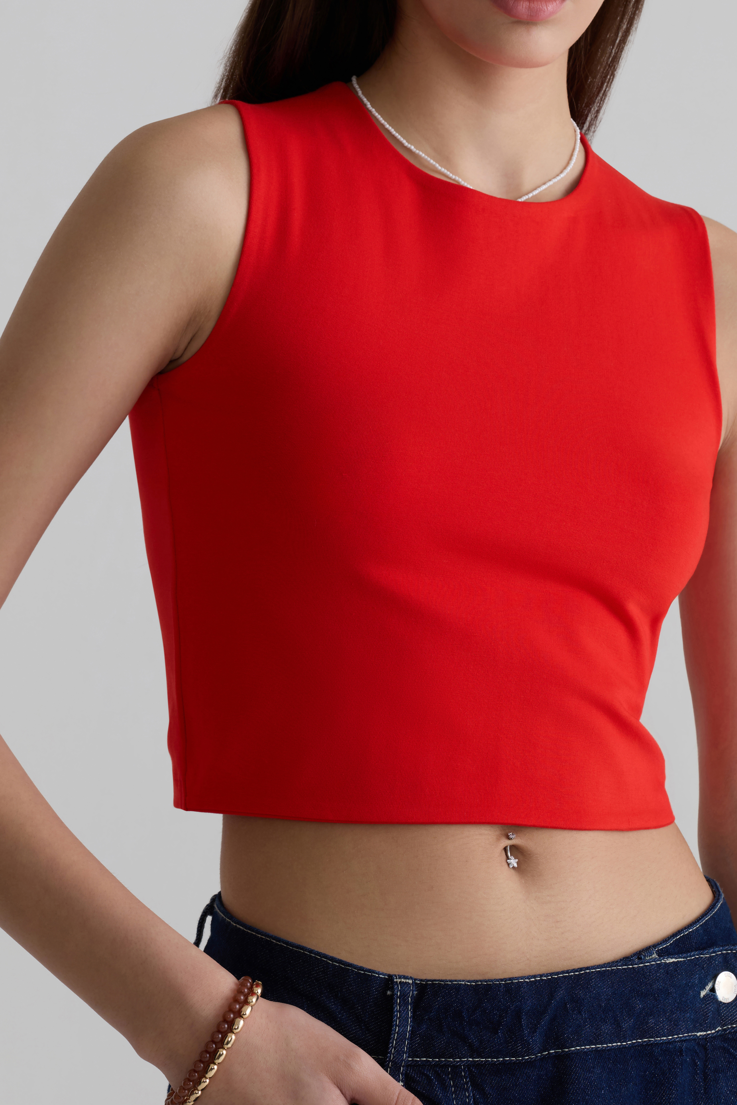 SCARLET RED - TWO LAYERED CROP TOP