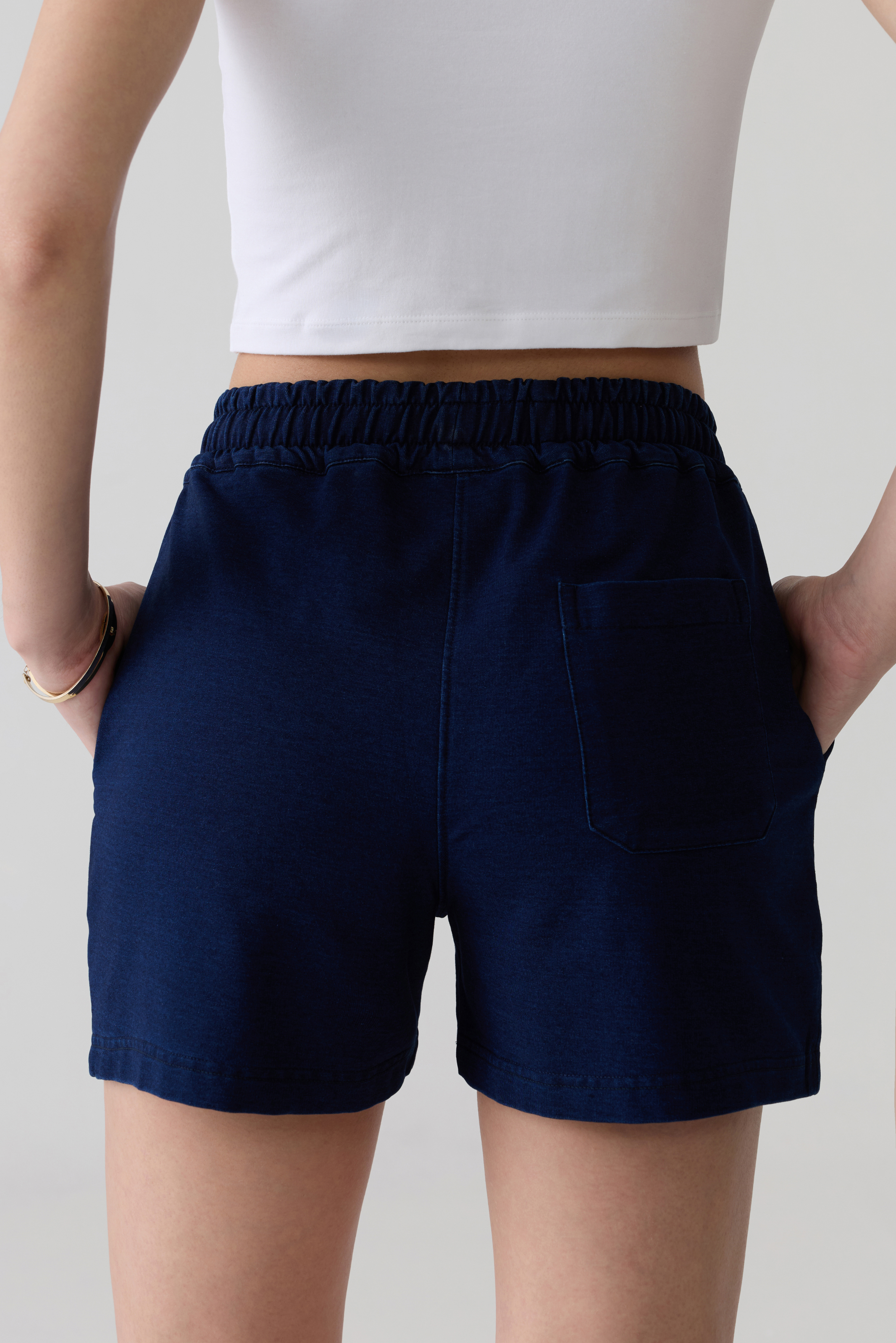 DARK BLUE - WOMEN EASY DENIM SHORTS