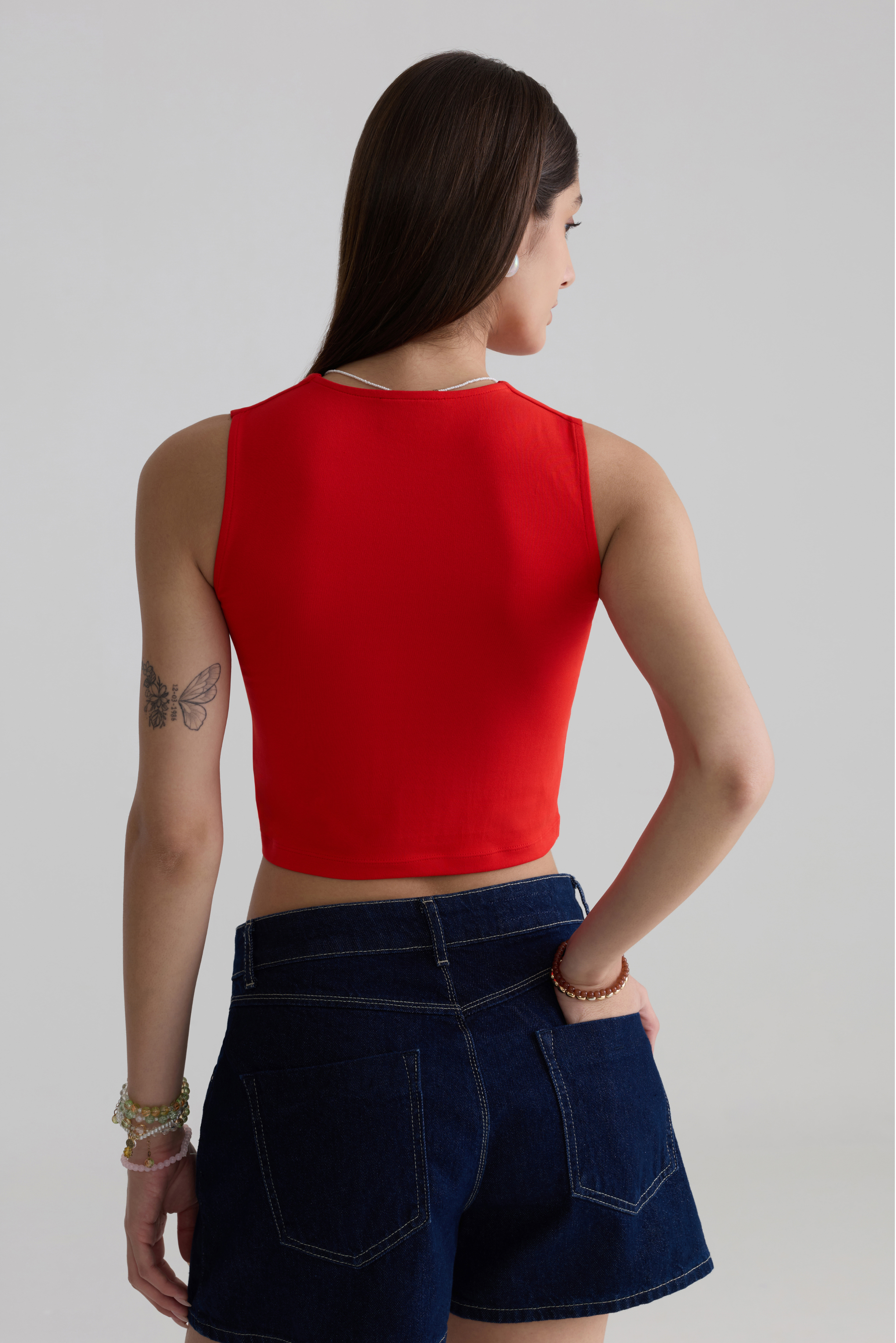 SCARLET RED - TWO LAYERED CROP TOP