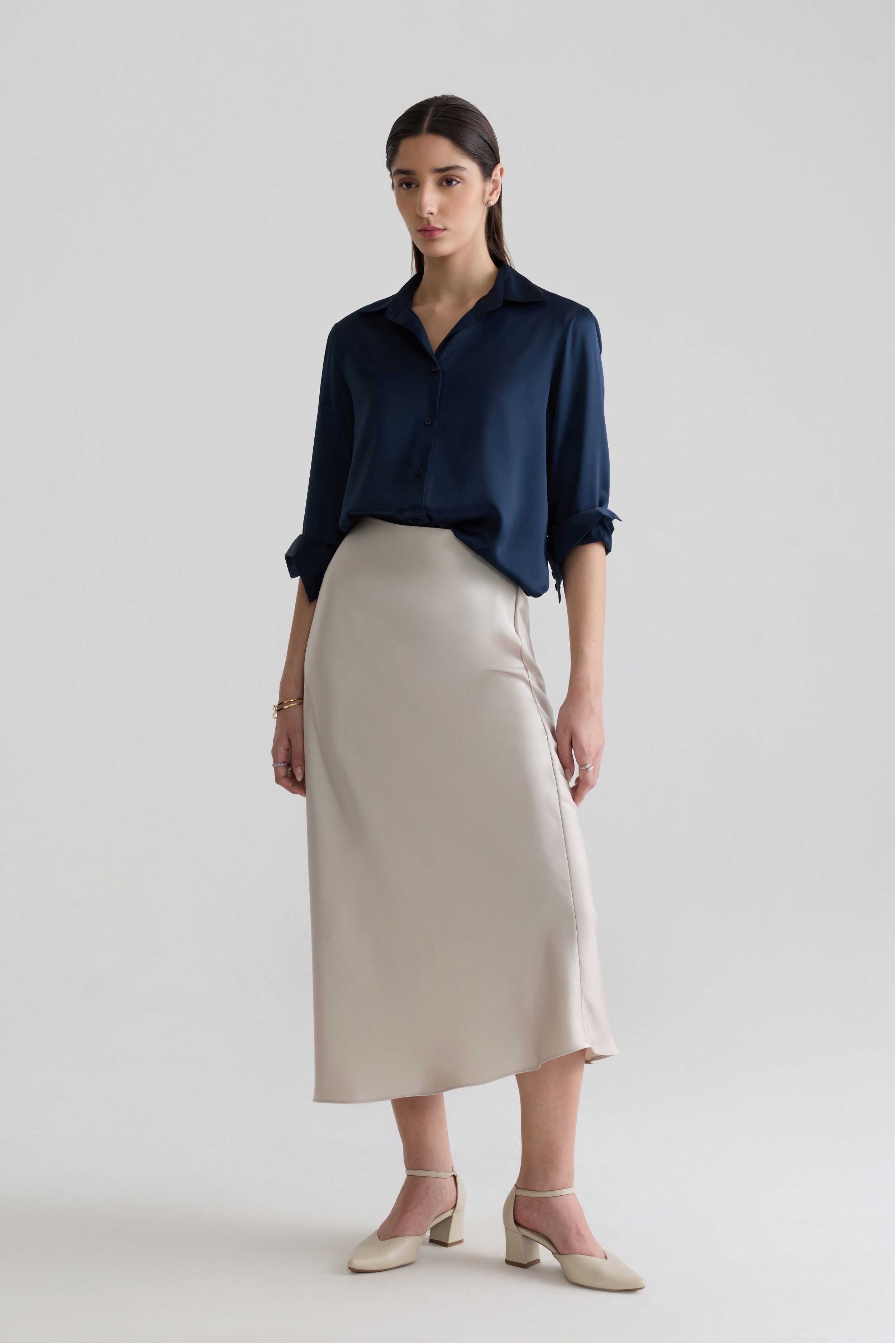 DEEP BLUE - WOMEN SATIN SHIRTS