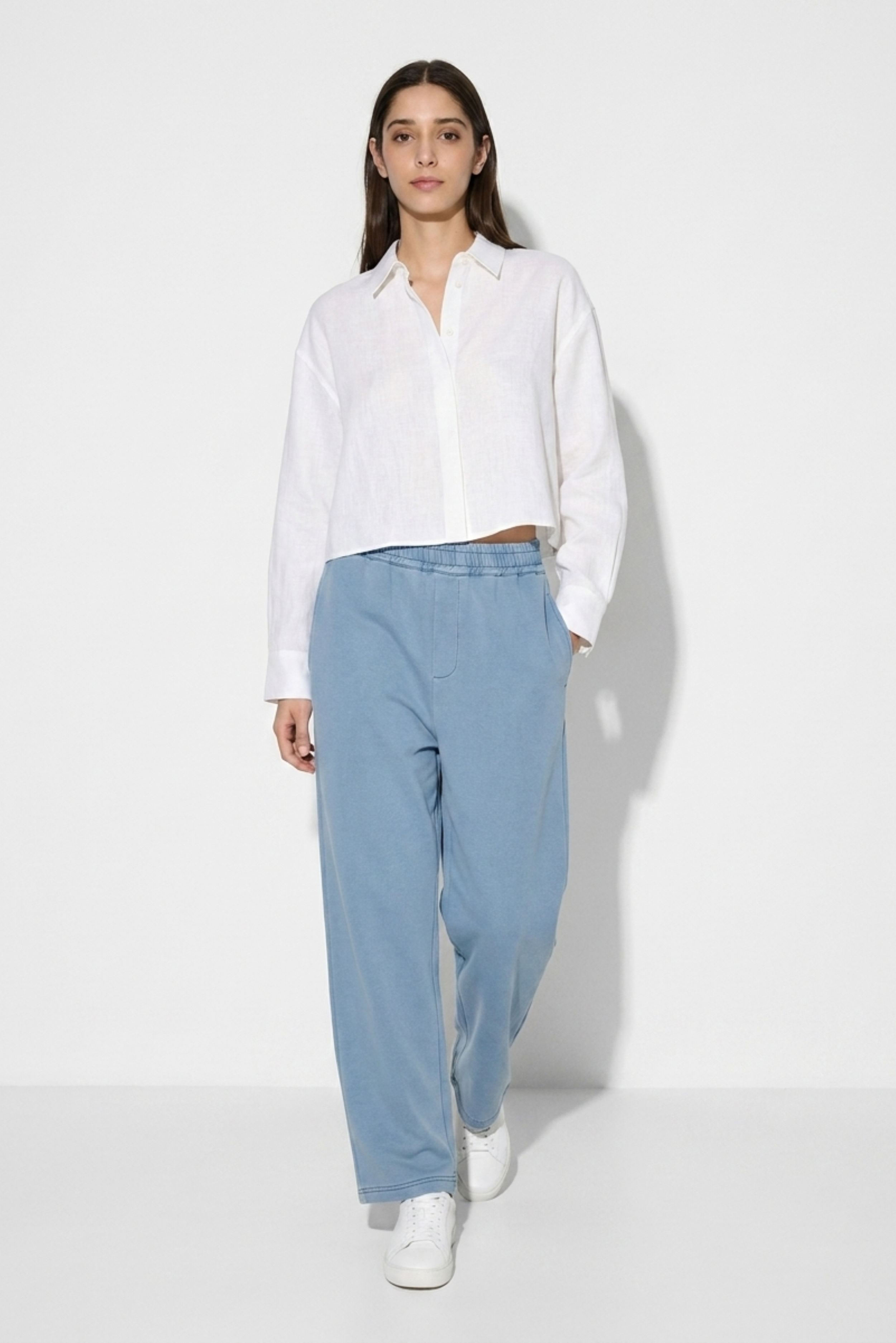 ICE BLUE - WOMEN EASY DENIM TROUSERS