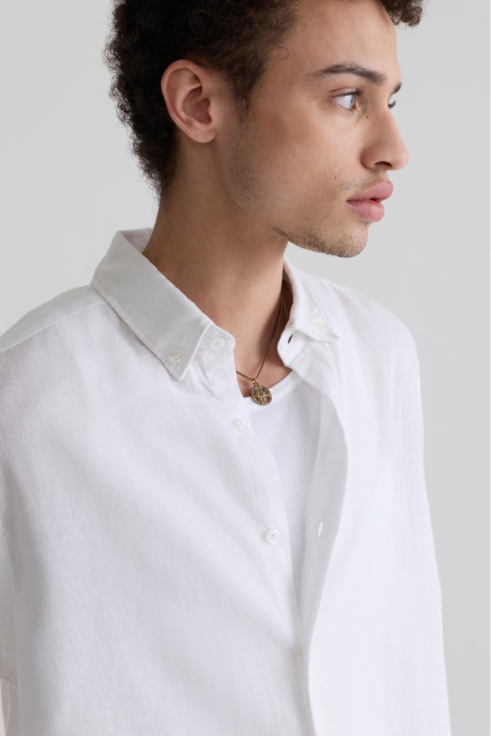 WHITE LINEN BLEND SHIRTS
