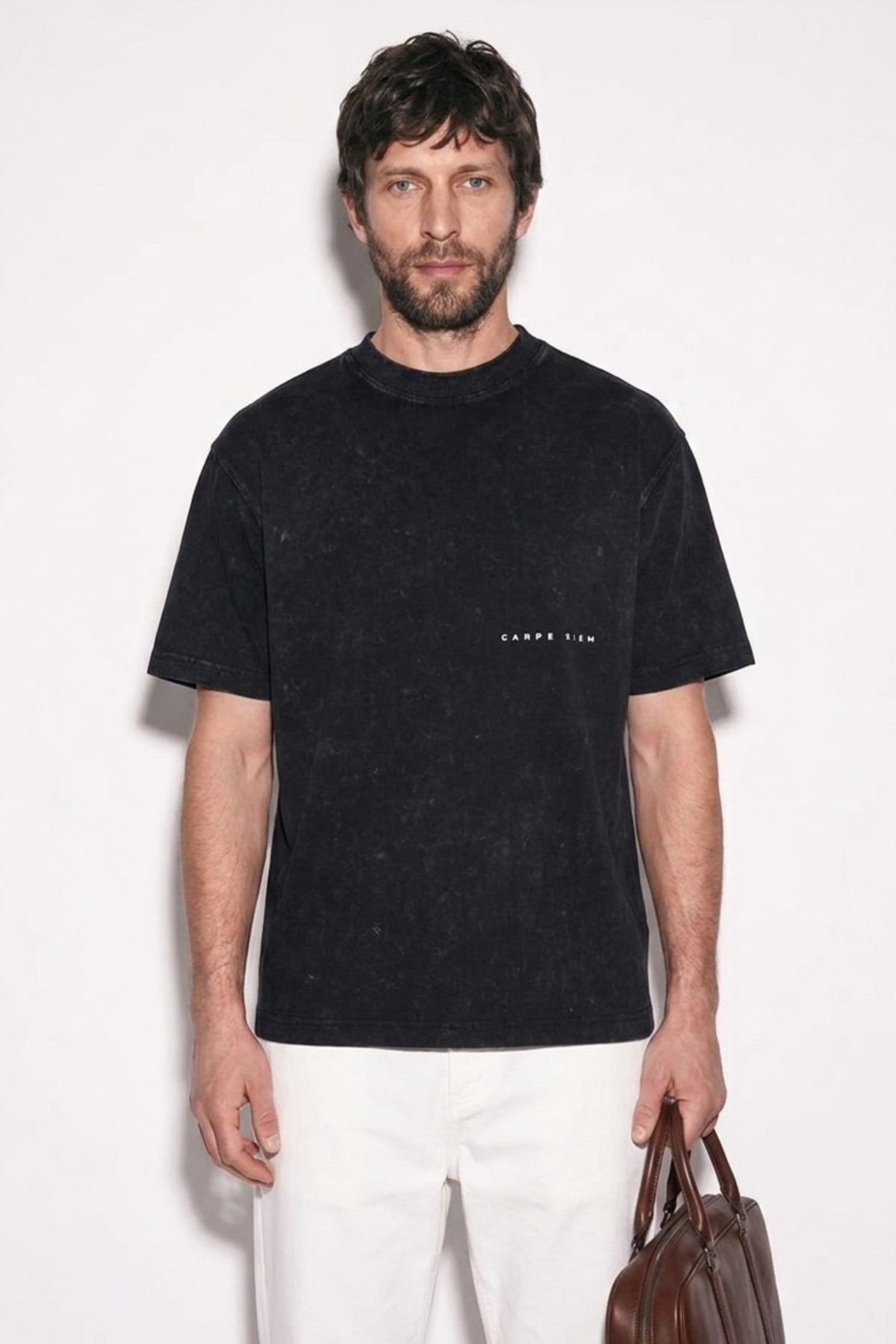 ACID WASH BLACK - CARPE DIEM MINIMAL PRINTED TEE