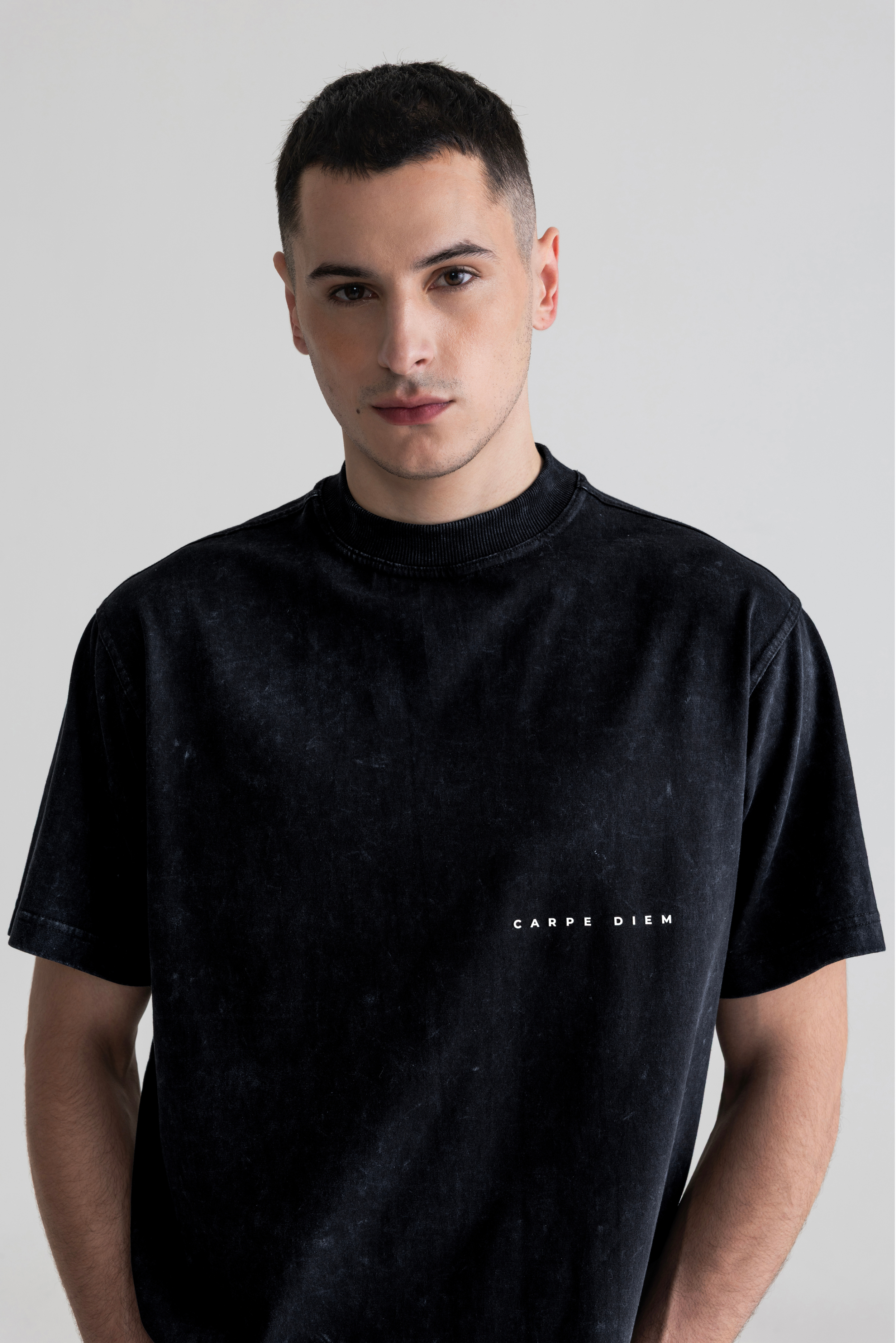 ACID WASH BLACK - CARPE DIEM MINIMAL PRINTED TEE