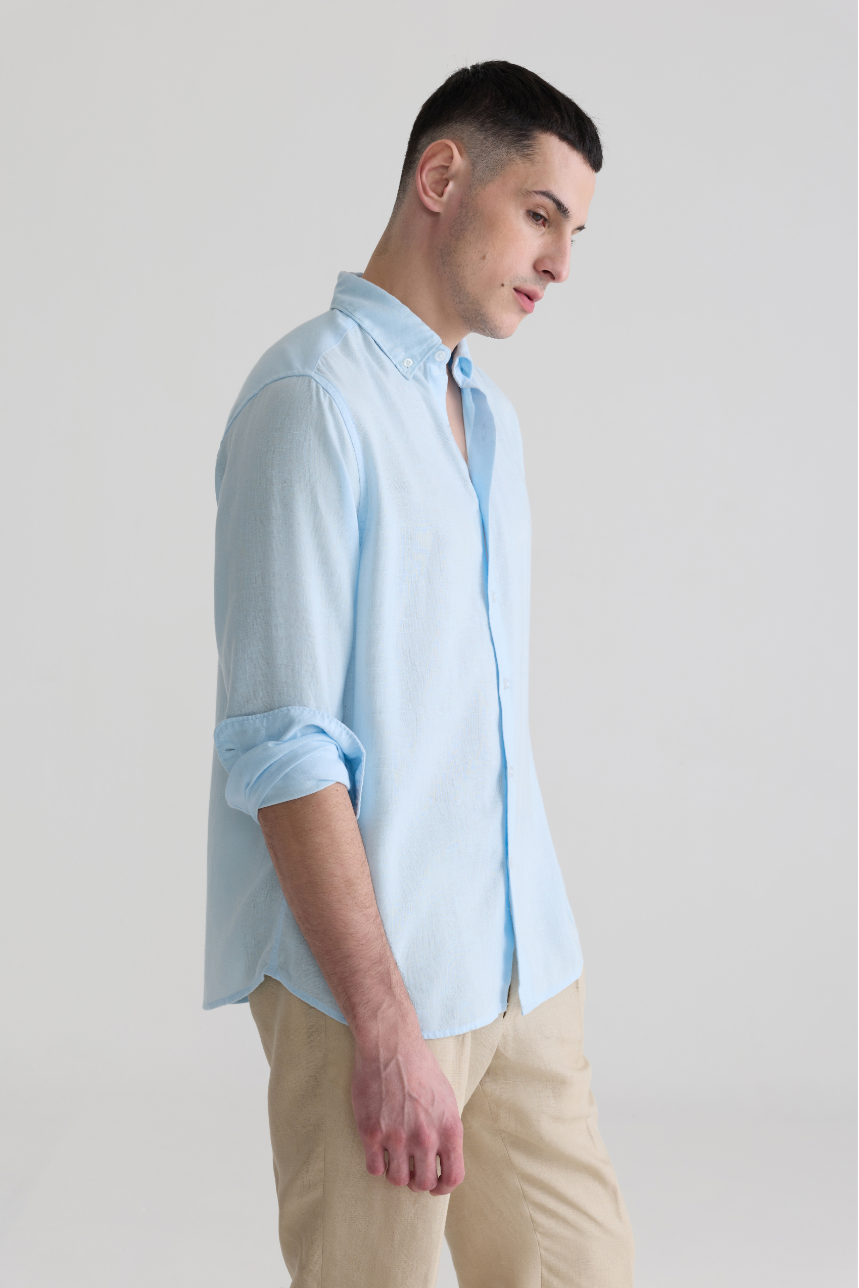 ICE BLUE LINEN BLEND SHIRTS