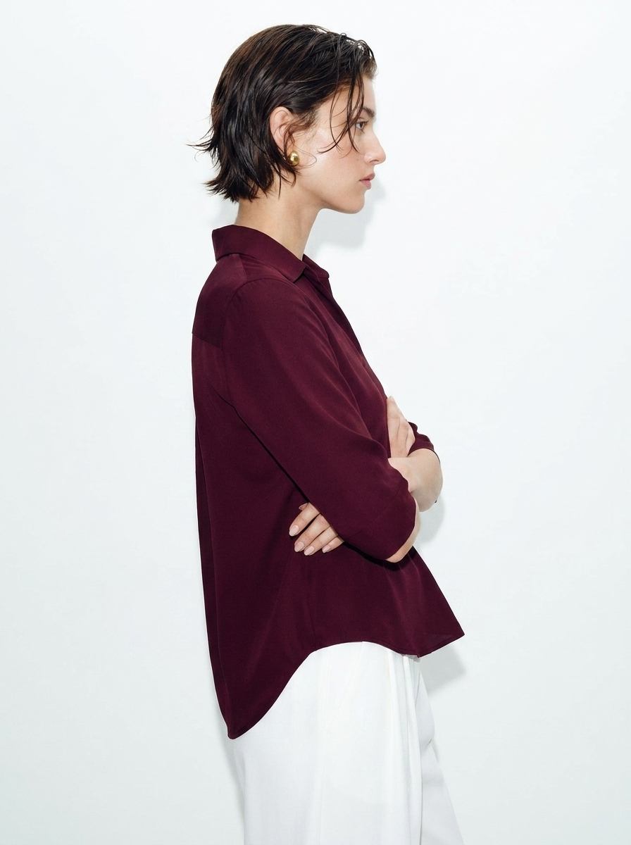 WINE - WOMEN'S SKIPPER COLLAR TOP