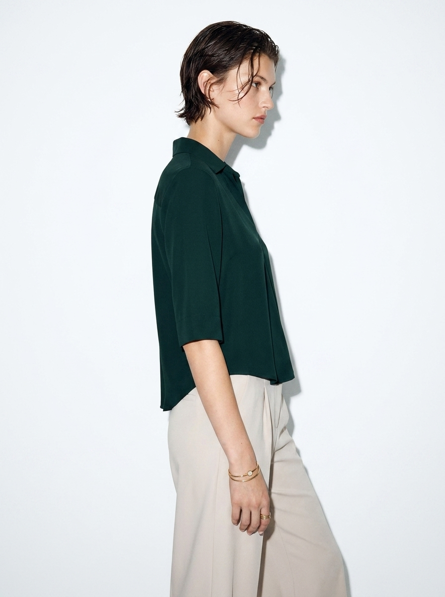 FOREST GREEN - WOMEN'S SKIPPER COLLAR TOP