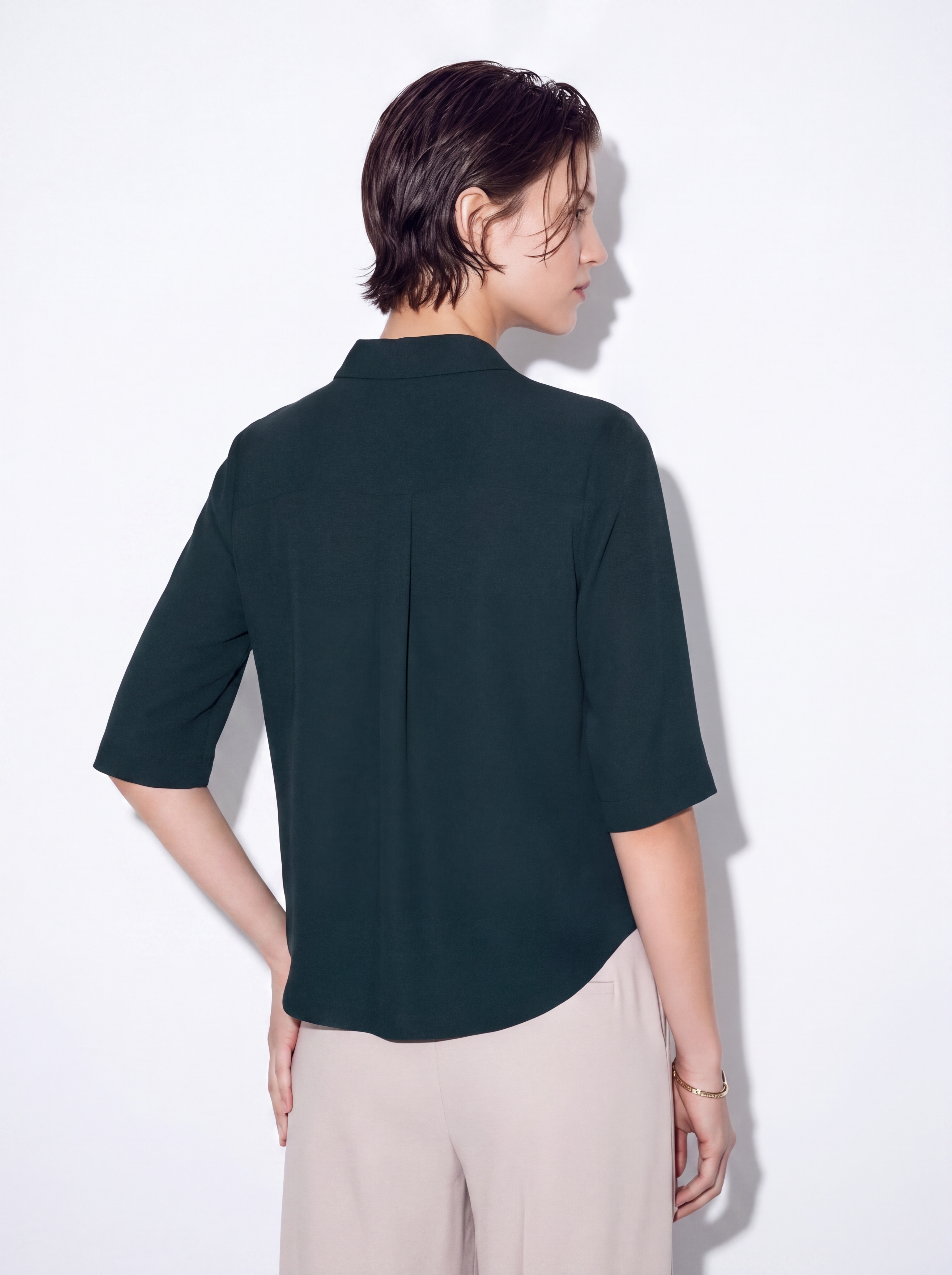 FOREST GREEN - WOMEN'S SKIPPER COLLAR TOP