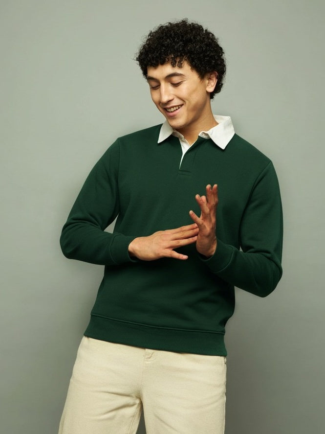 Forest Green Rugby Polo Sweatshirt