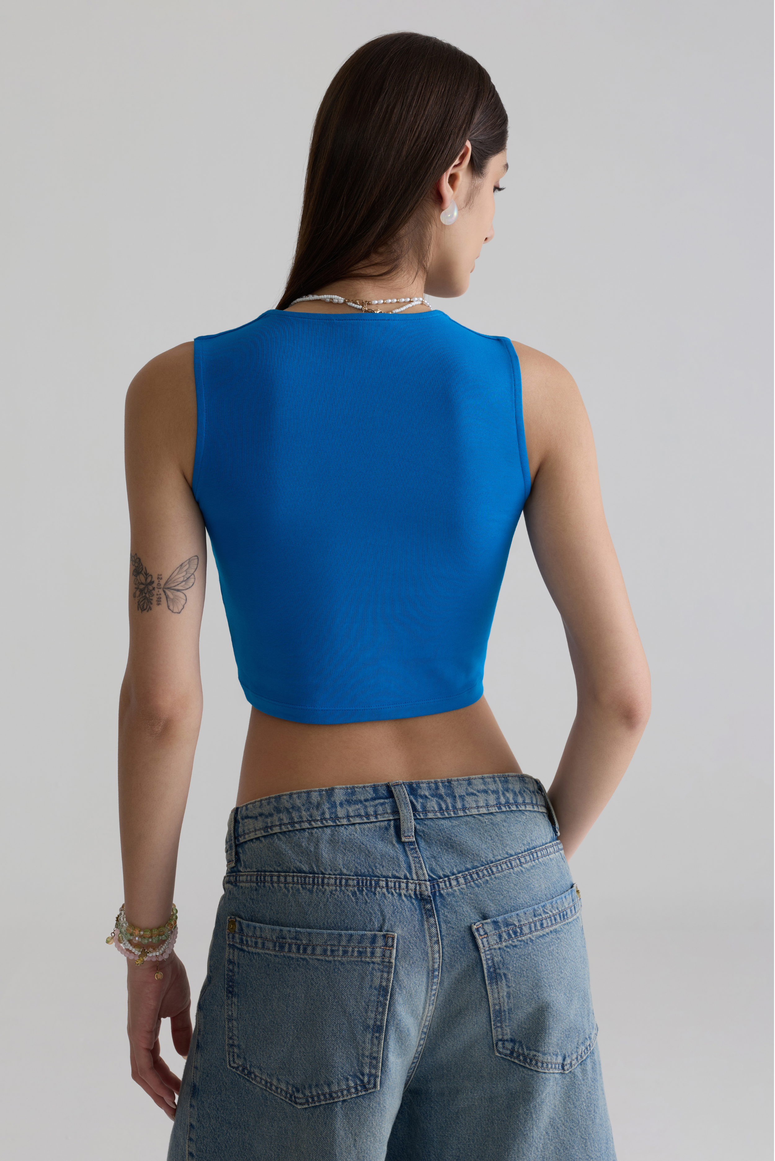 DIRECTORIAL BLUE - TWO LAYERED CROP TOP