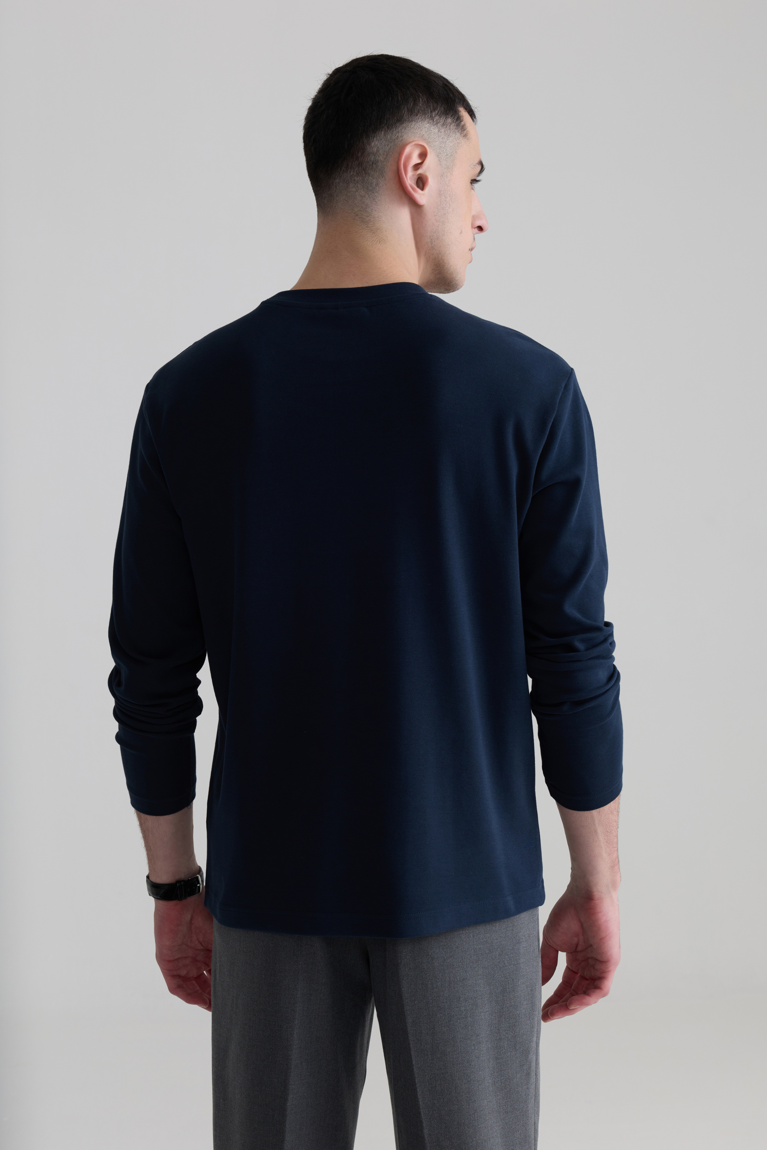 DEEP BLUE - STRUCTURED LONG SLEEVE CREW
