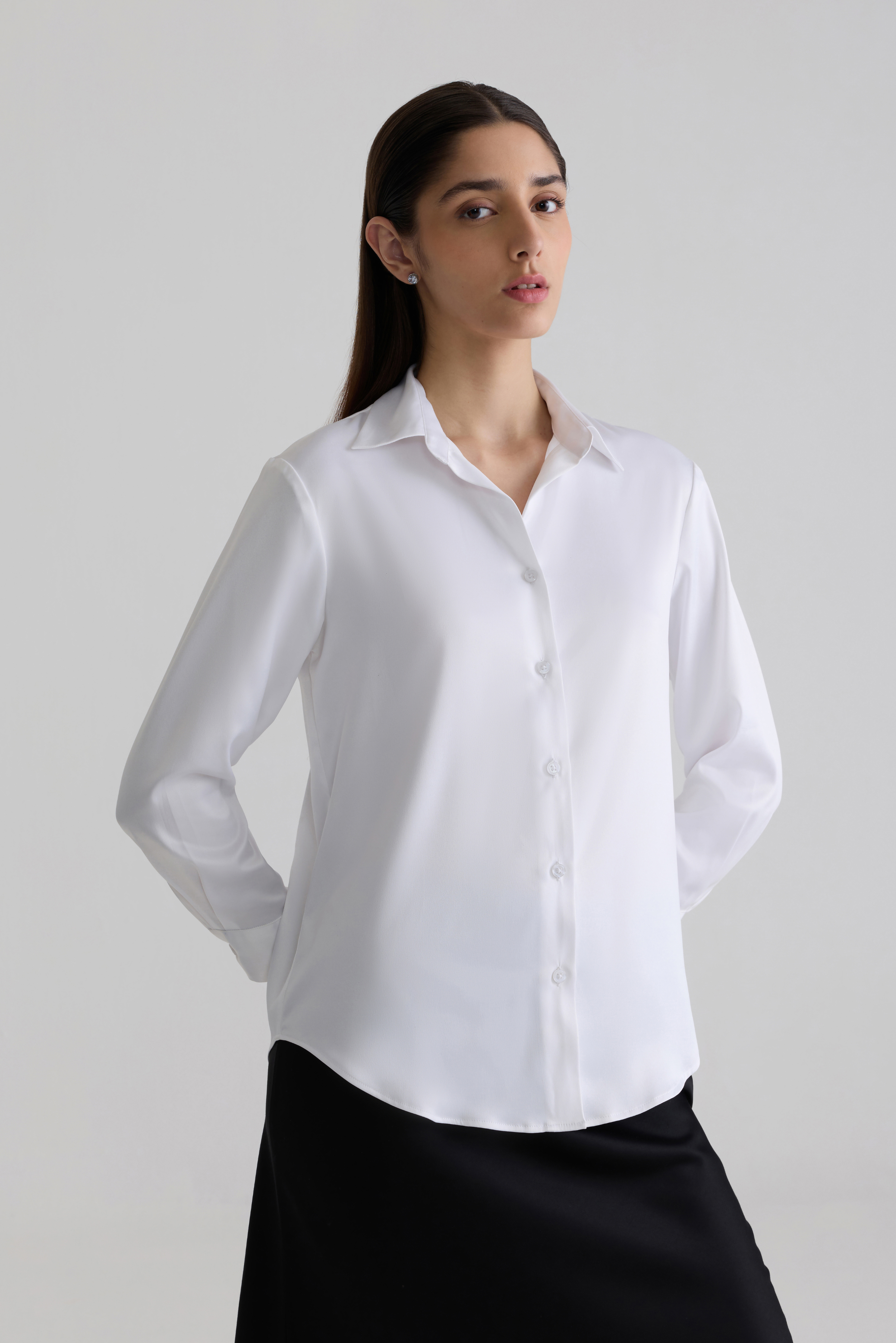 WHITE - WOMEN SATIN SHIRTS