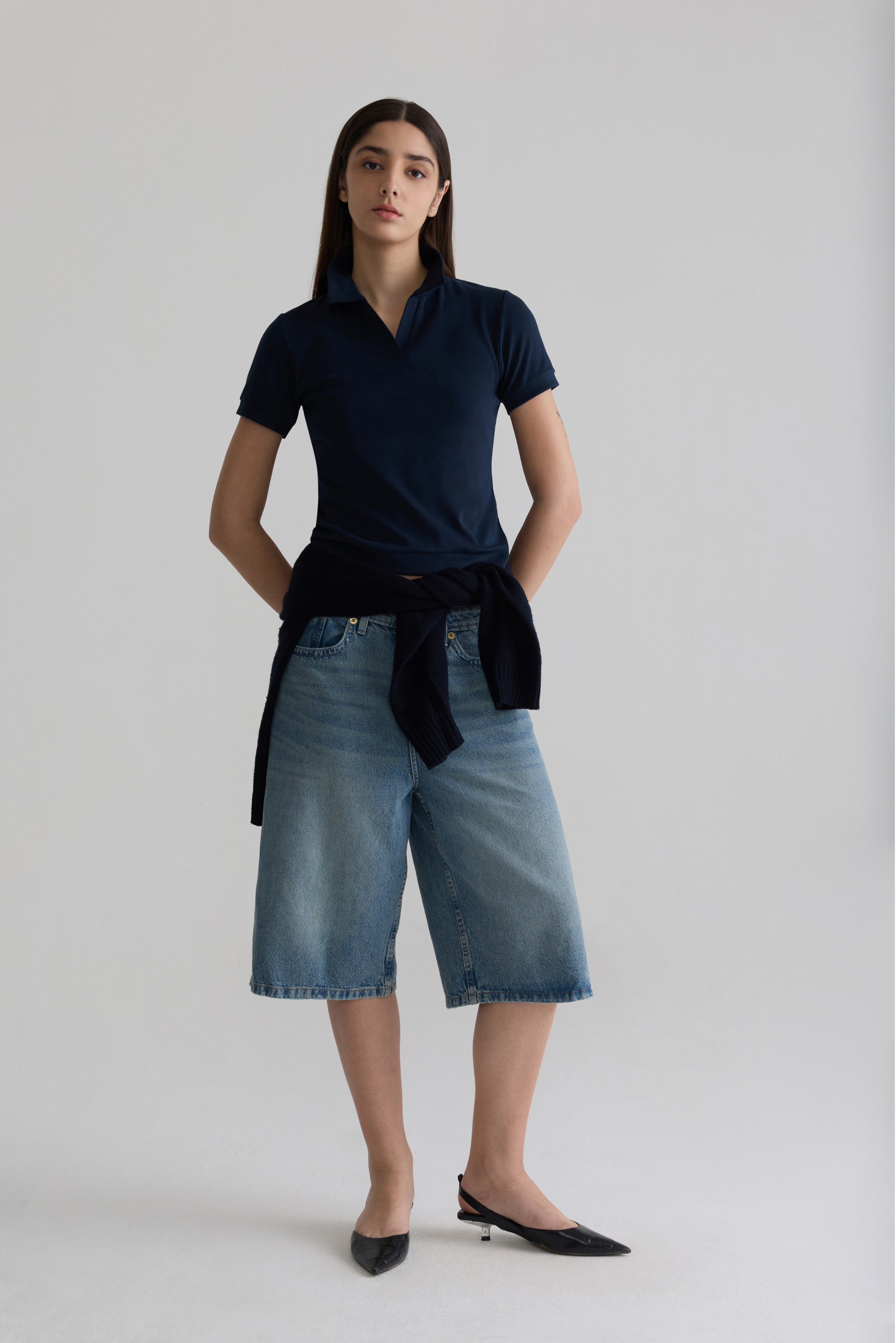 DEEP BLUE - WOMEN V-NECK POLO