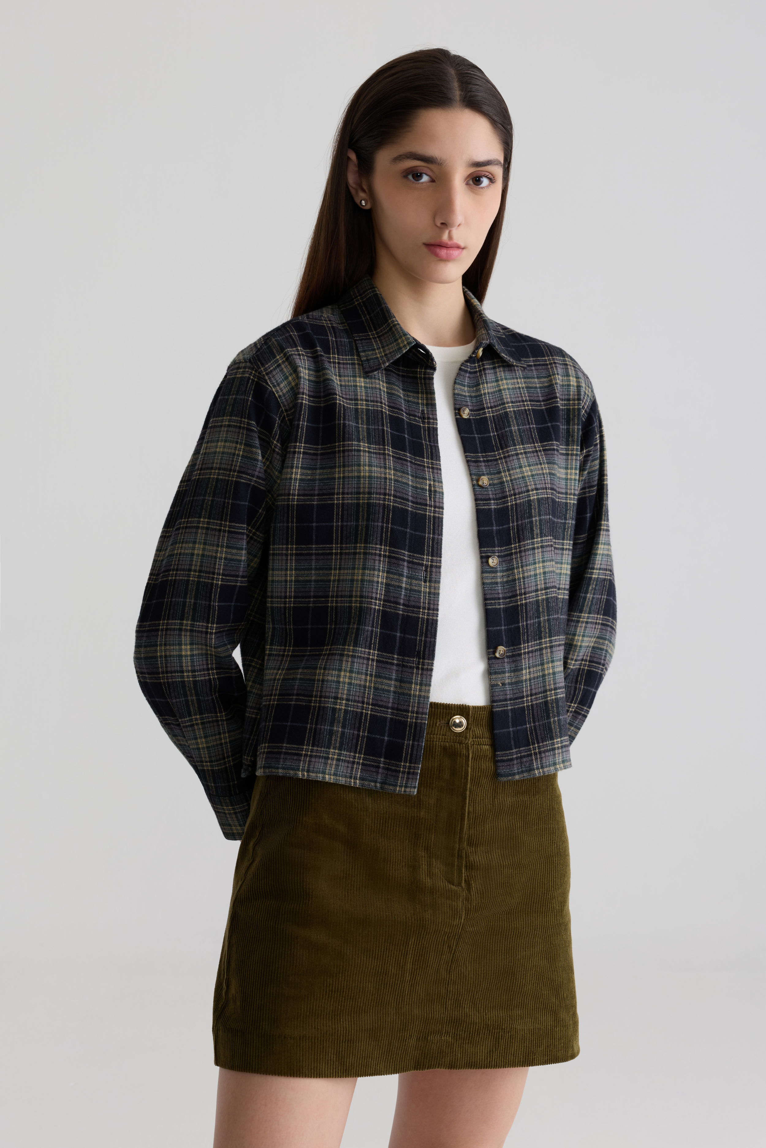 GREEN - WOMEN SIGNATURE CHECKED FLANNEL SHIRT