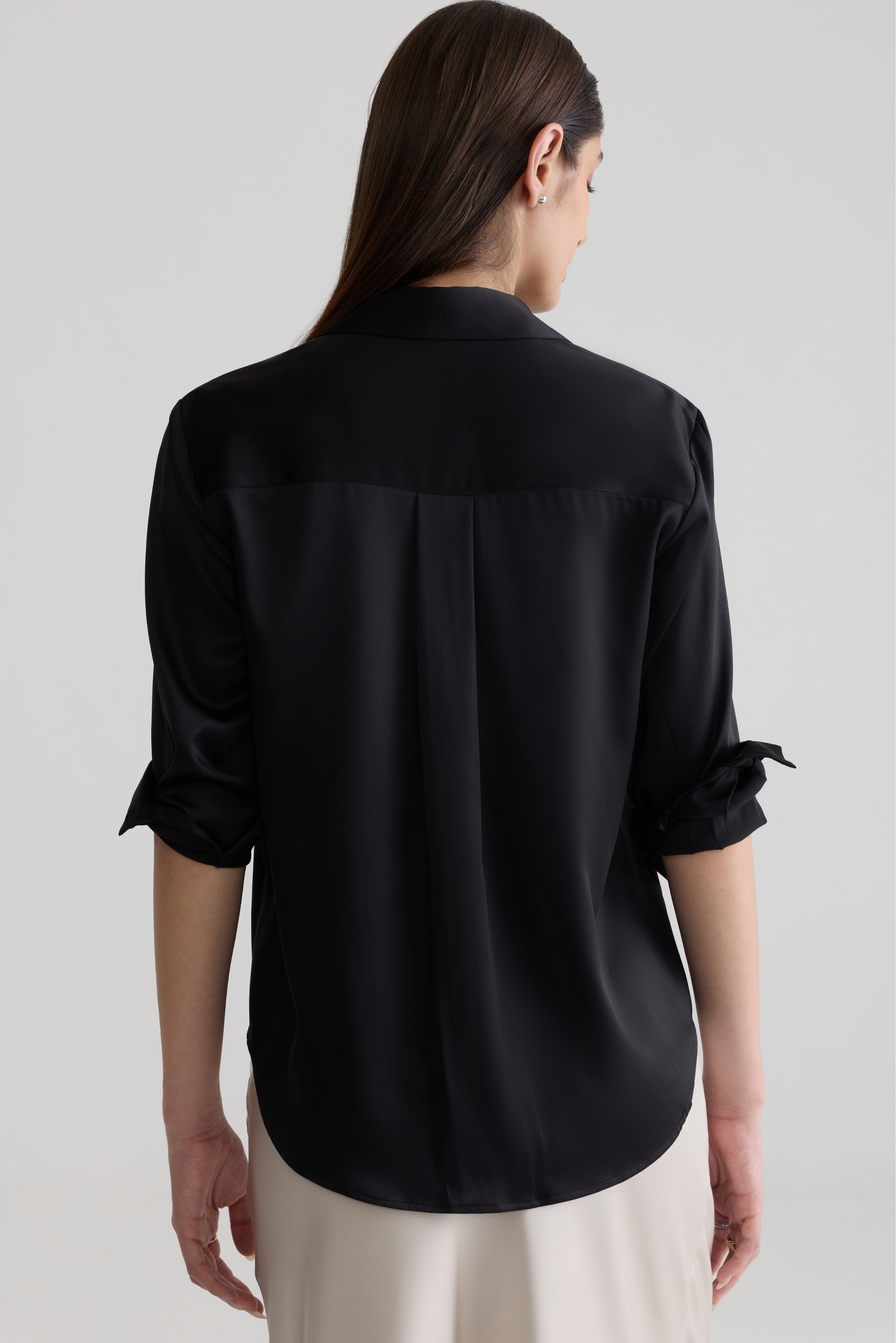 BLACK - WOMEN SATIN SHIRTS