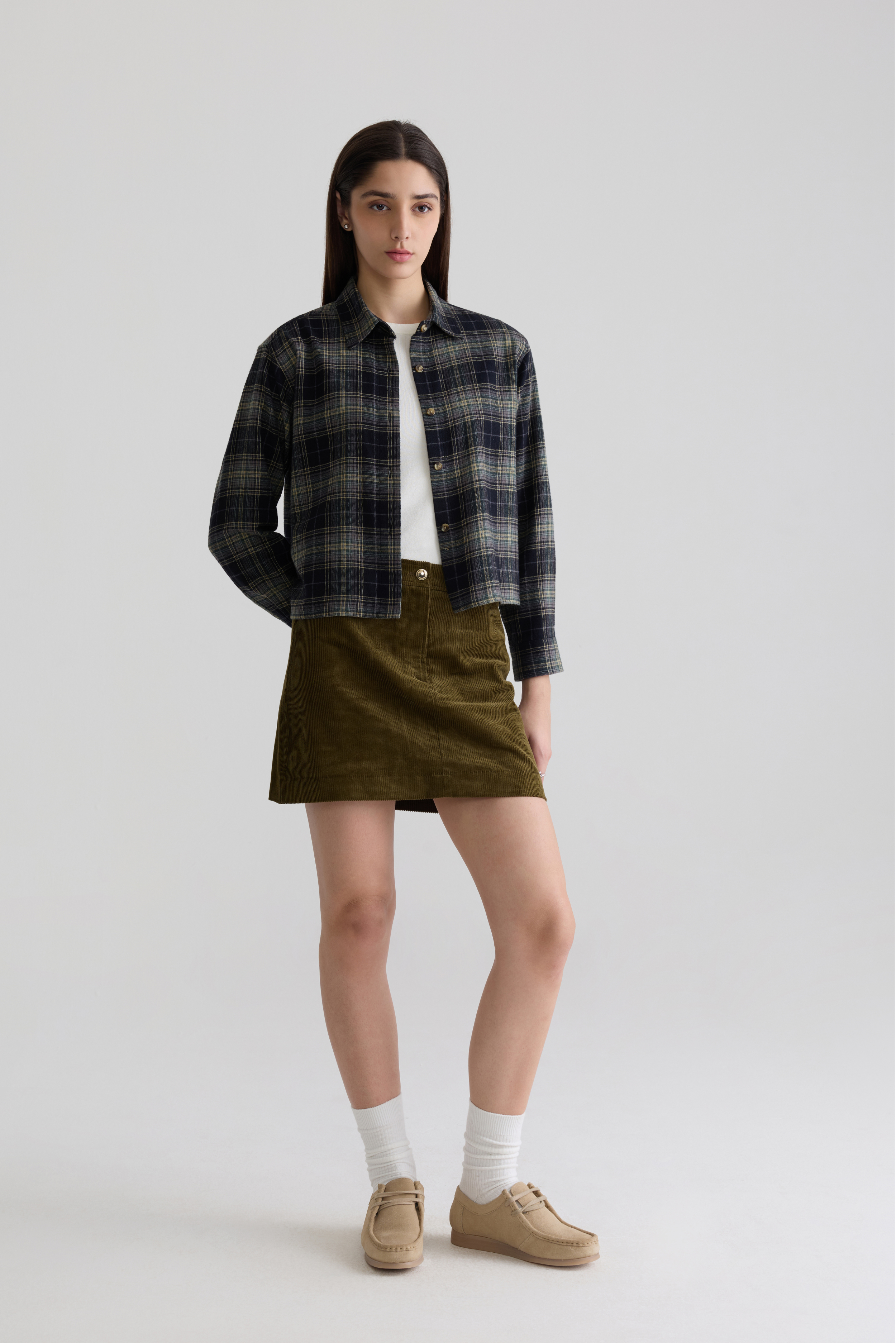 Tartan0627ページ GREEN - WOMEN SIGNATURE CHECKED FLANNEL SHIRT