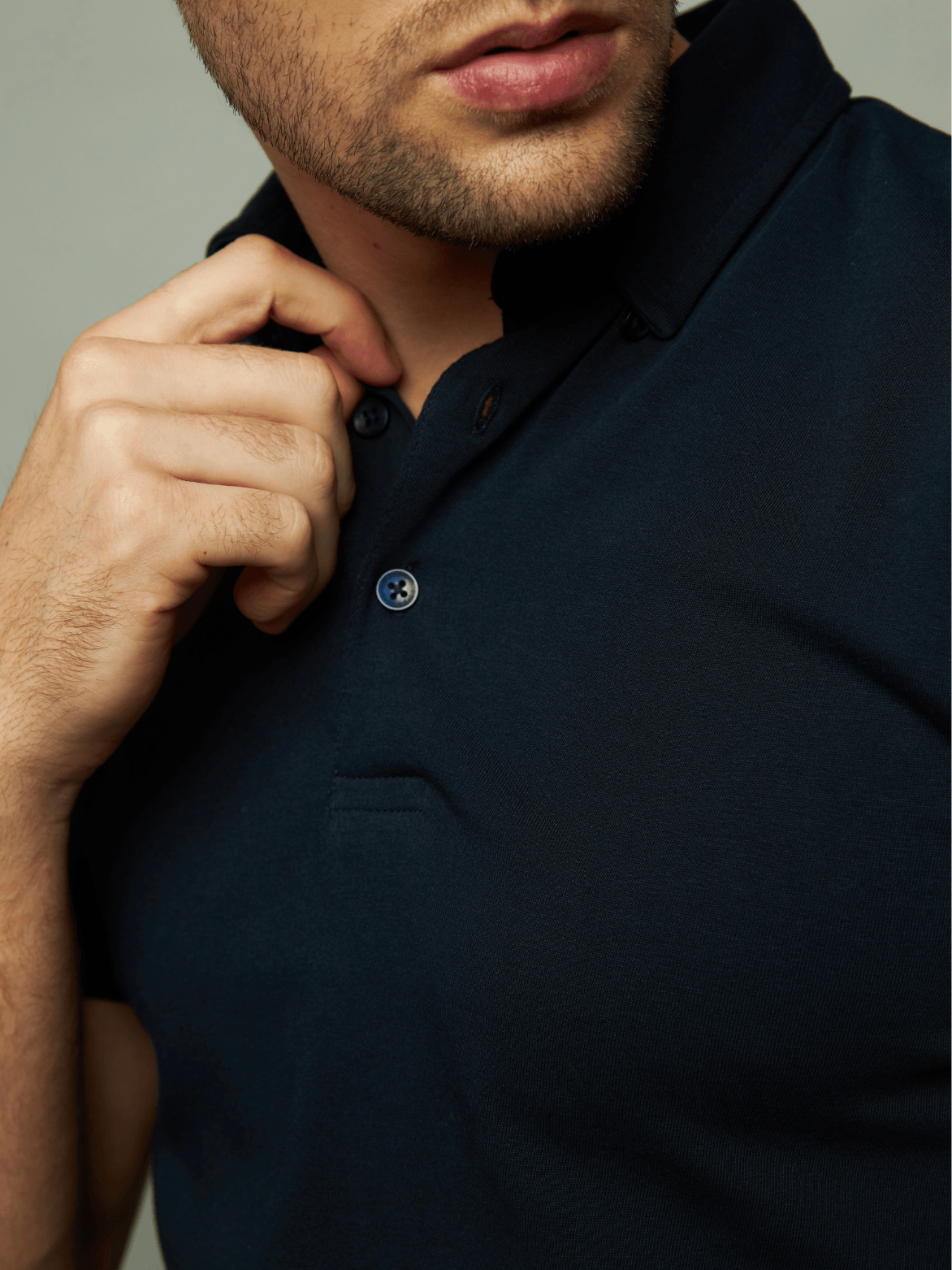 Deep Blue Button-Down Minimal Polo - Carpe Diem Store