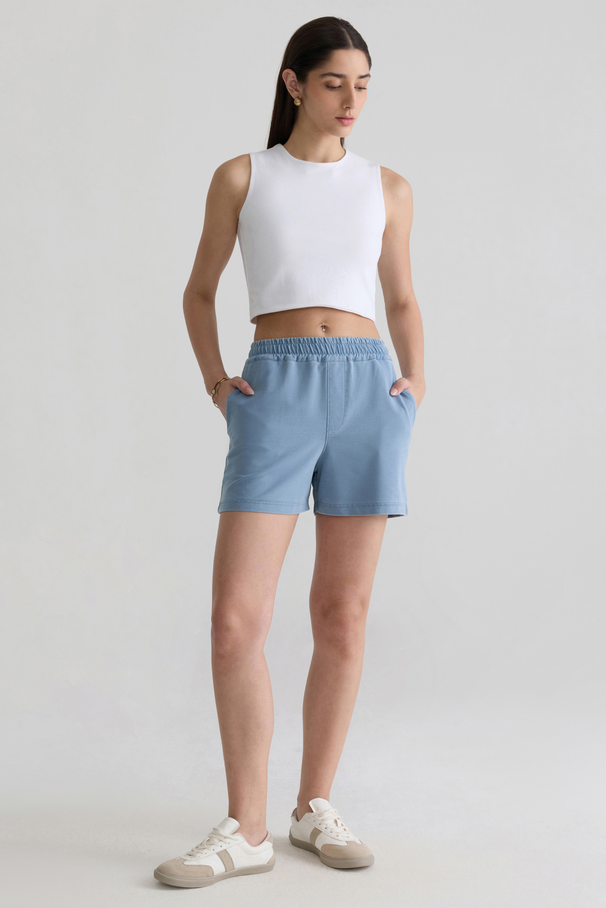 ICE BLUE - WOMEN EASY DENIM SHORTS