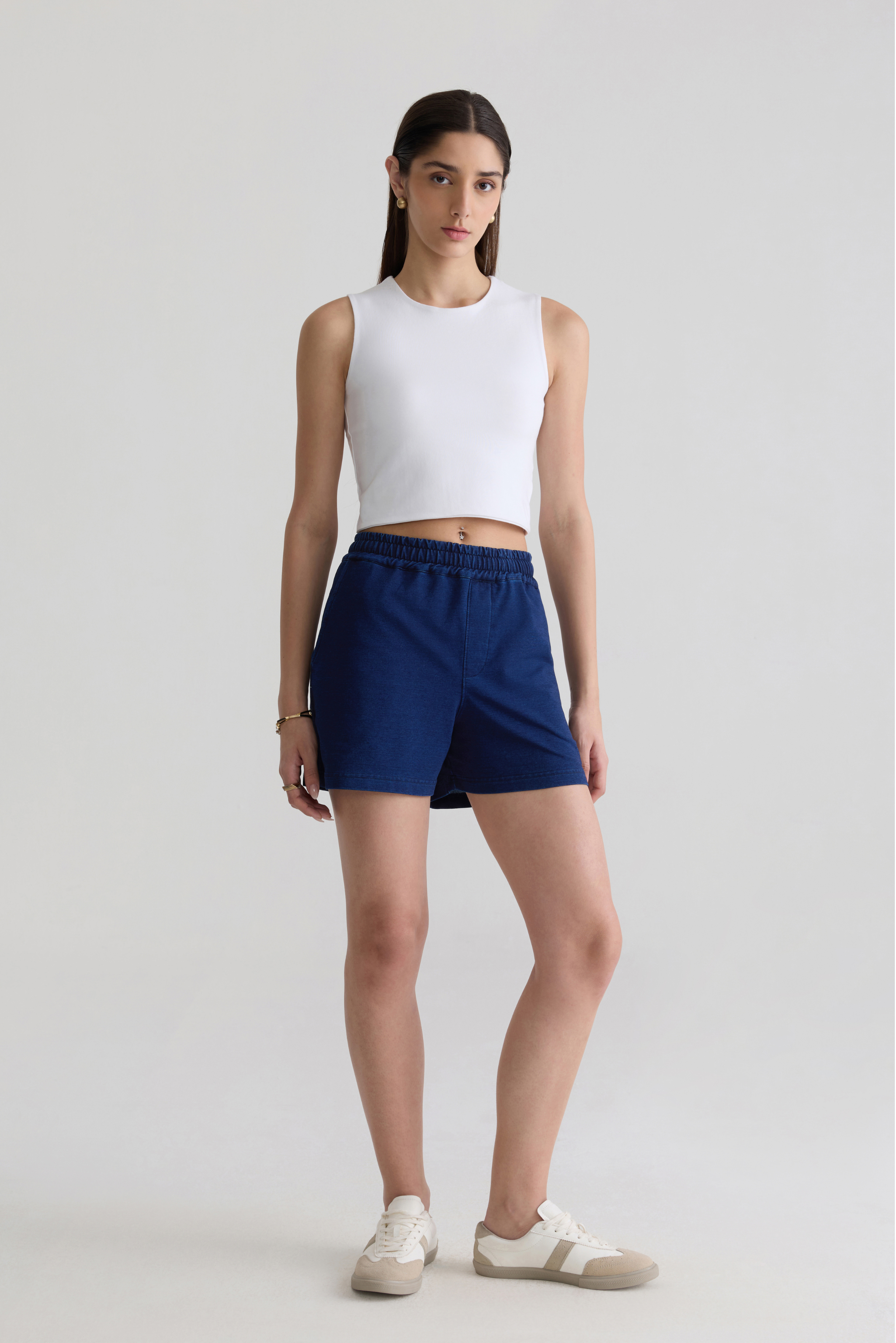 DARK BLUE - WOMEN EASY DENIM SHORTS