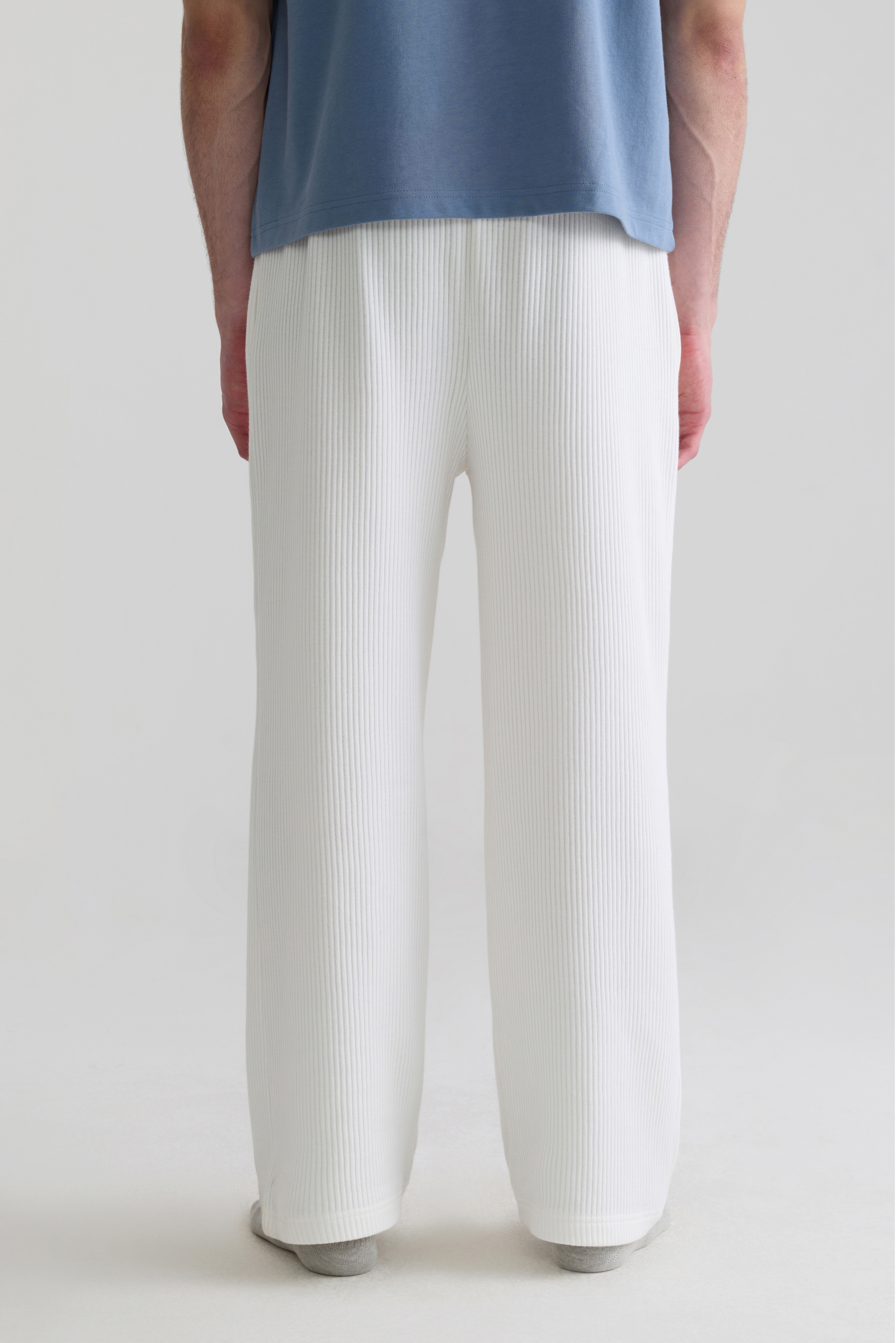 WHITE - STRUCTURED KNIT WIDE-LEG TROUSERS