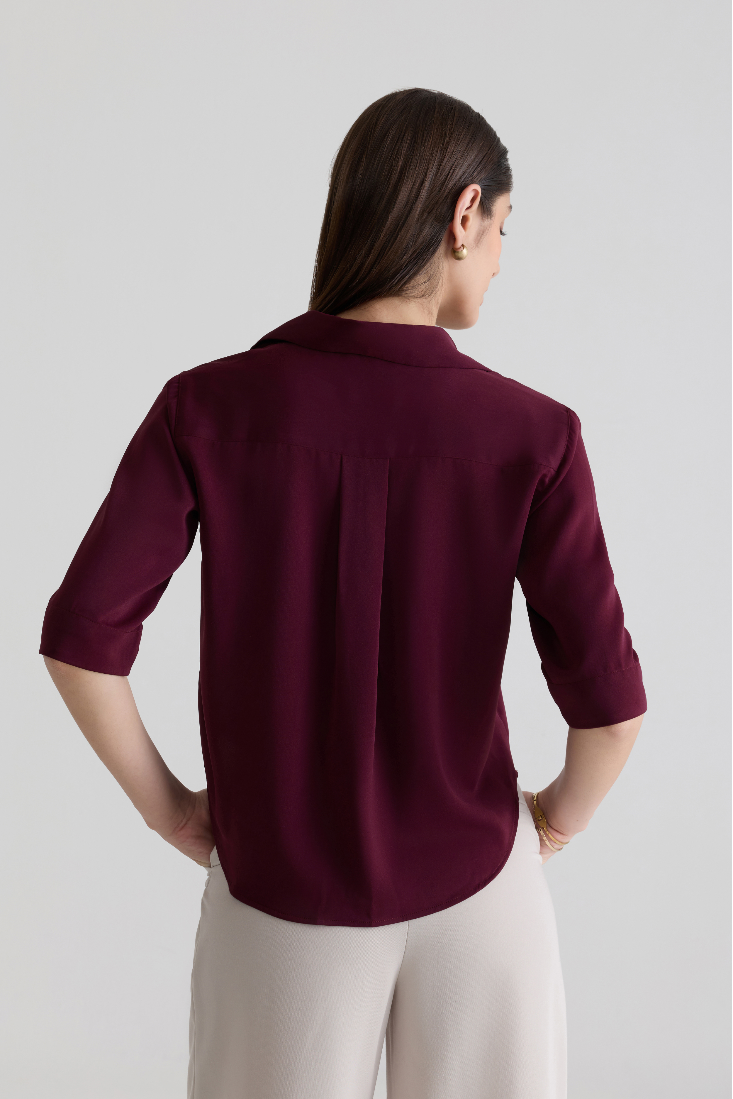 WINE - WOMEN'S SKIPPER COLLAR TOP