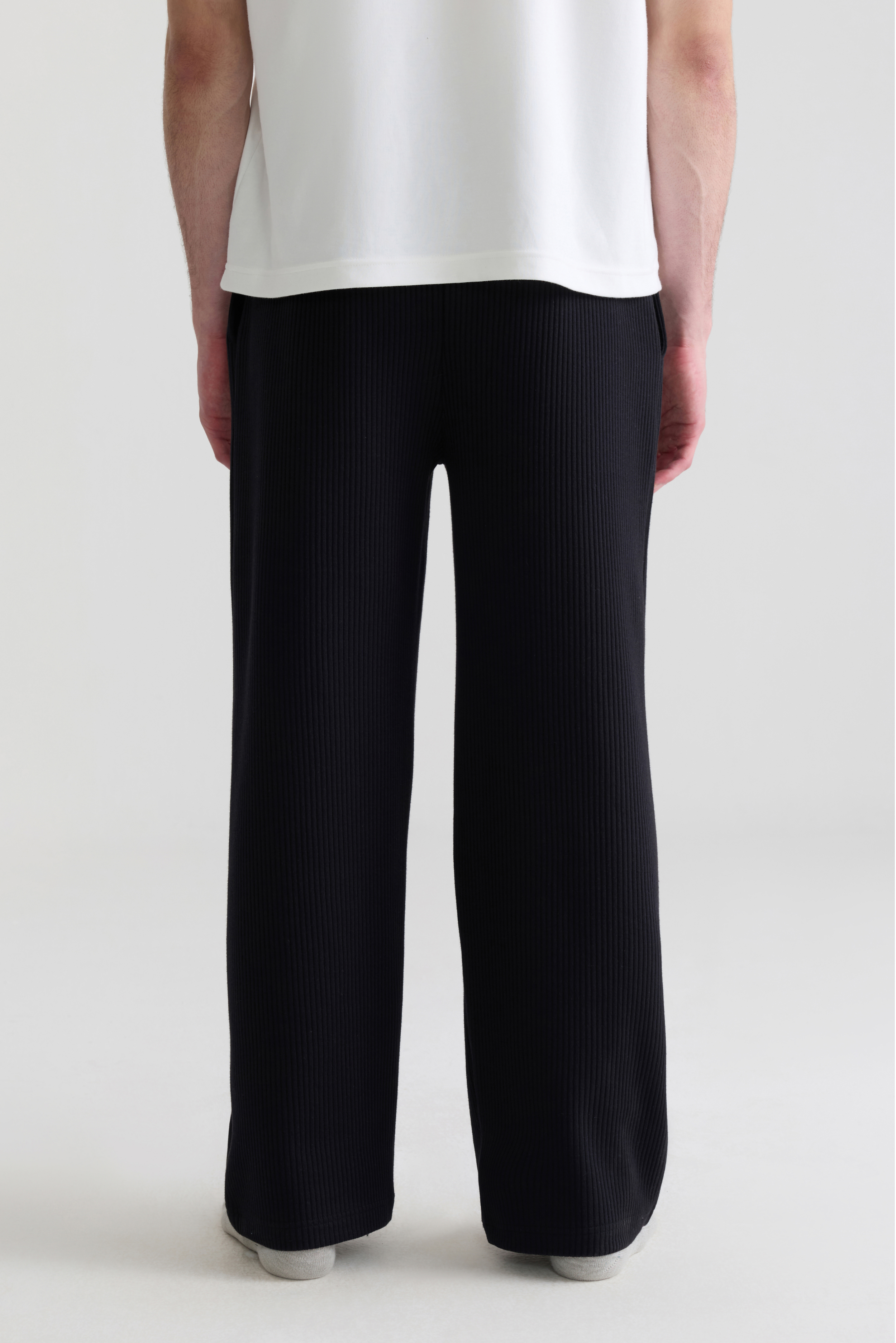 BLACK - STRUCTURED KNIT WIDE-LEG TROUSERS