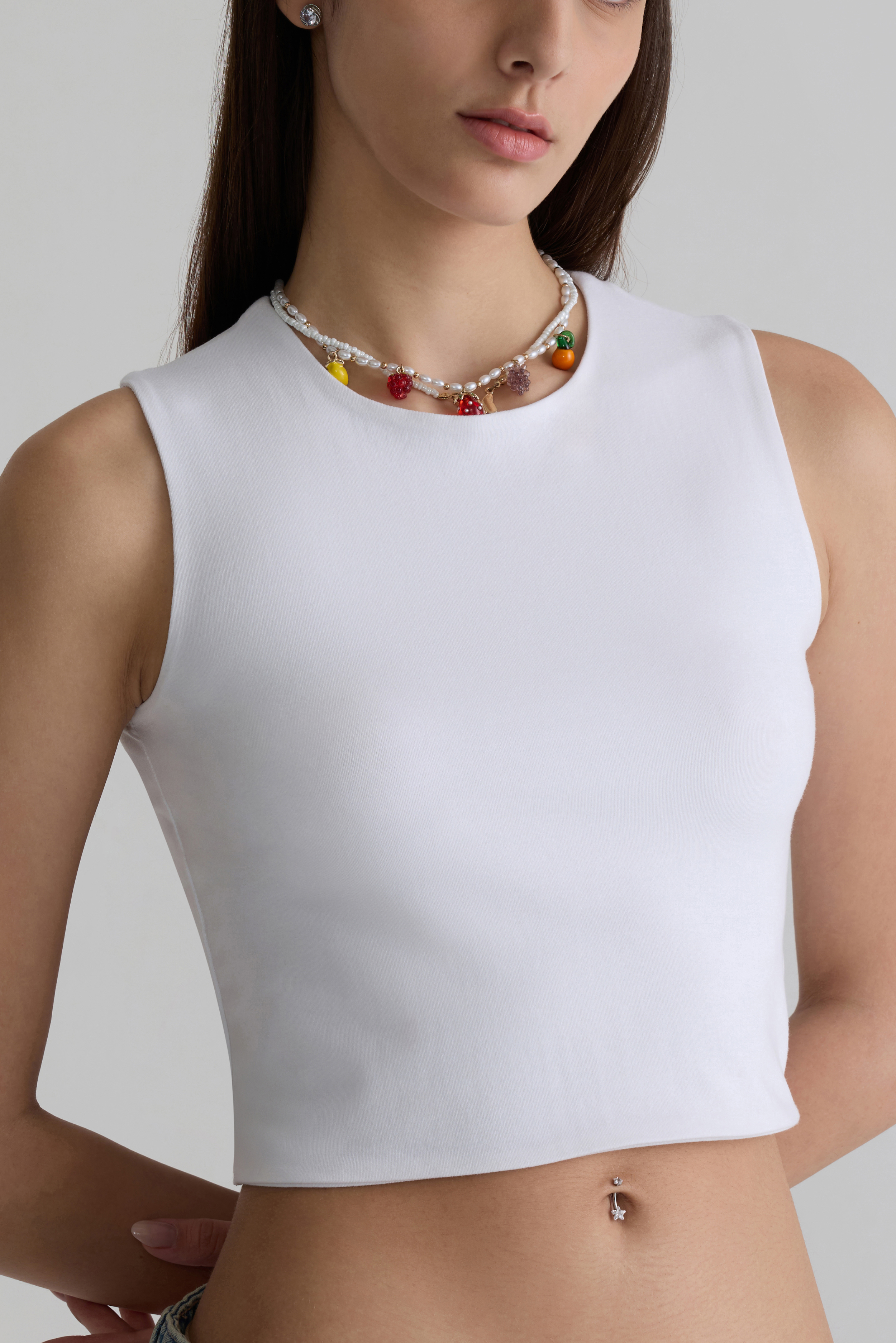 WHITE - TWO LAYERED CROP TOP