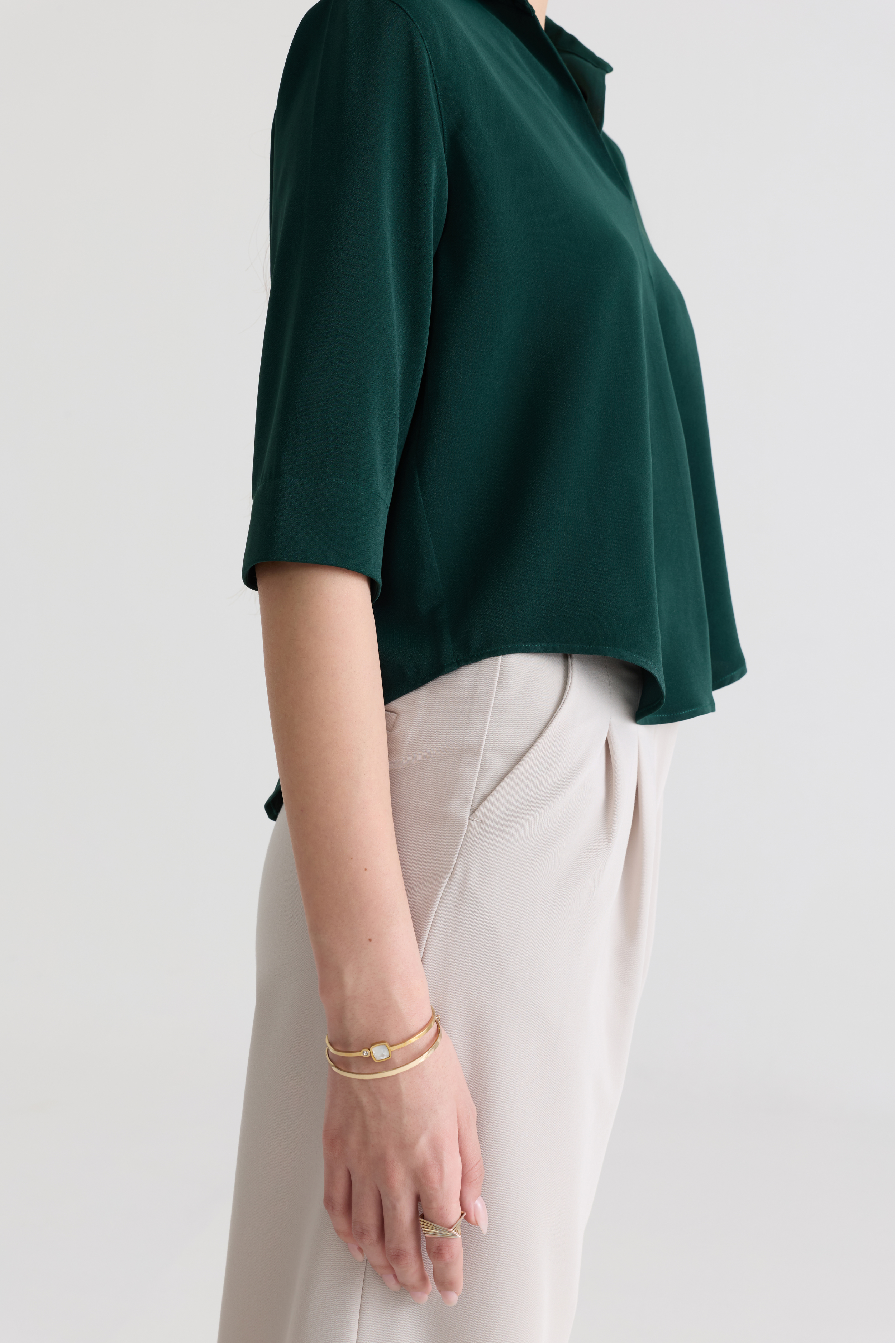 FOREST GREEN - WOMEN'S SKIPPER COLLAR TOP