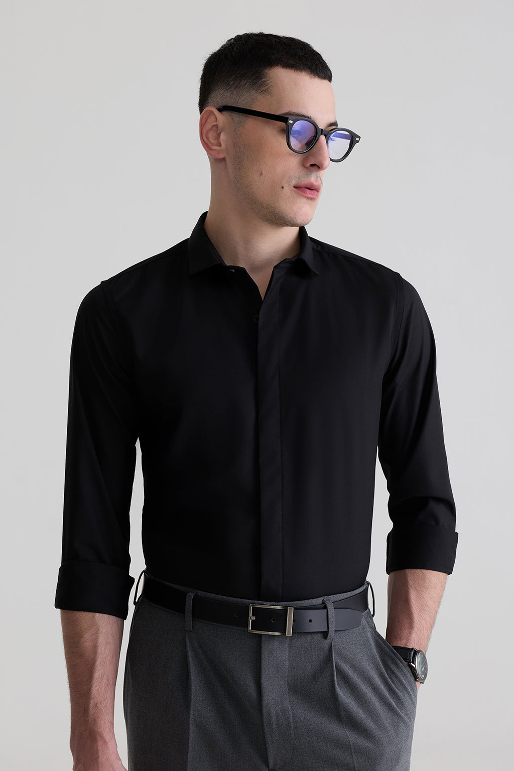 BLACK - SATIN SHIRTS