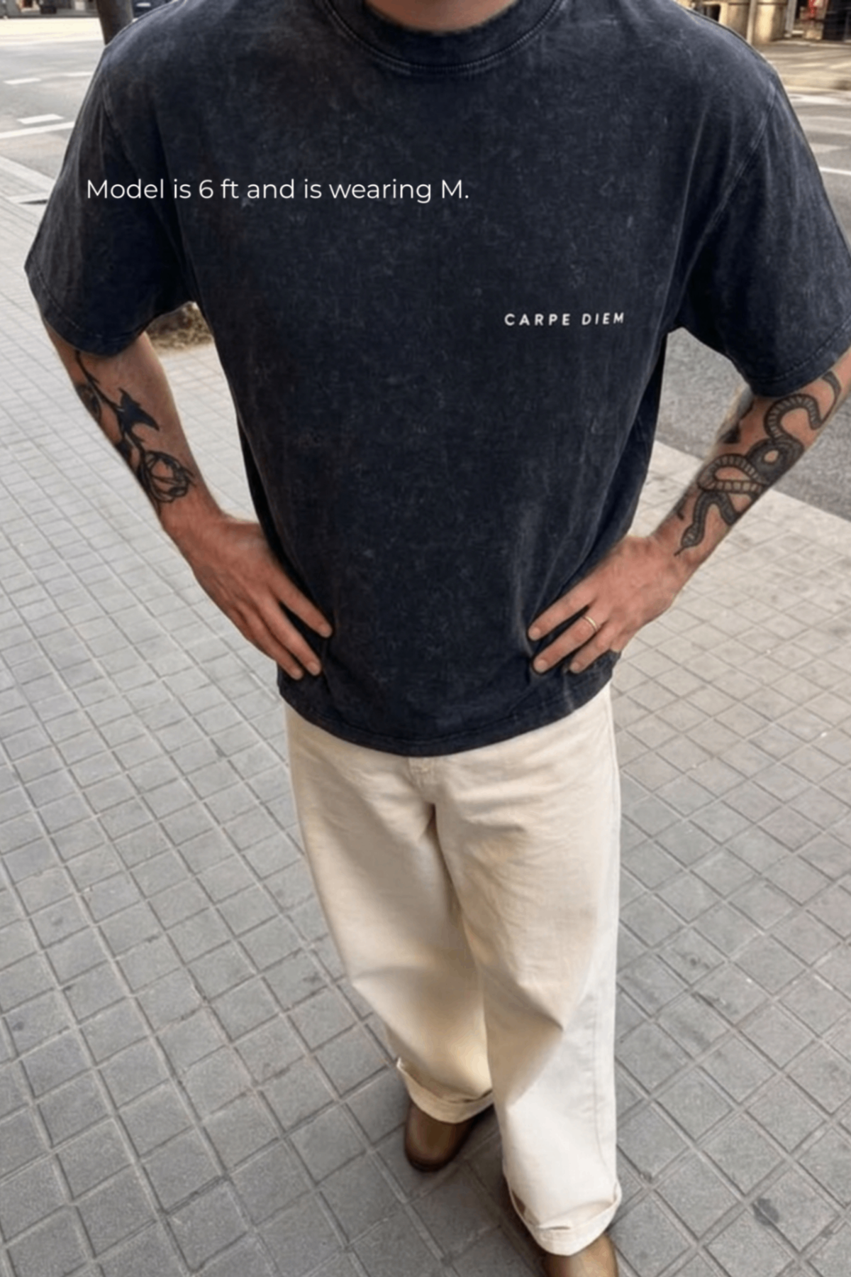 ACID WASH BLACK - CARPE DIEM MINIMAL PRINTED TEE