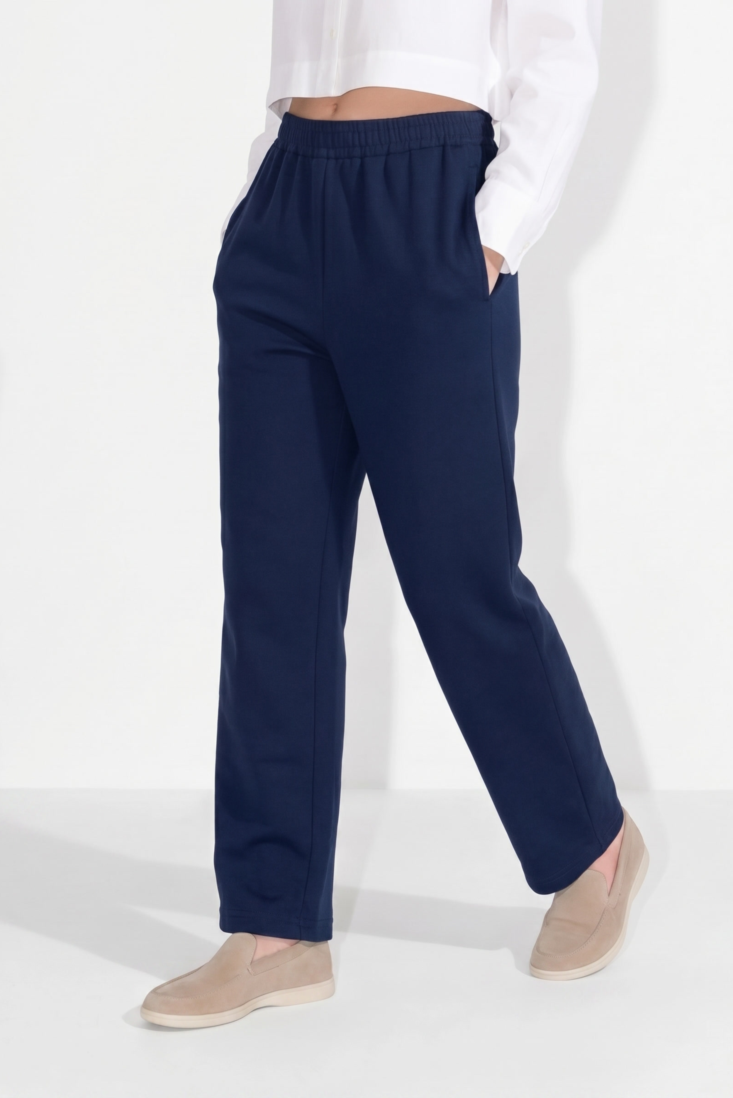DARK BLUE - WOMEN EASY DENIM TROUSERS