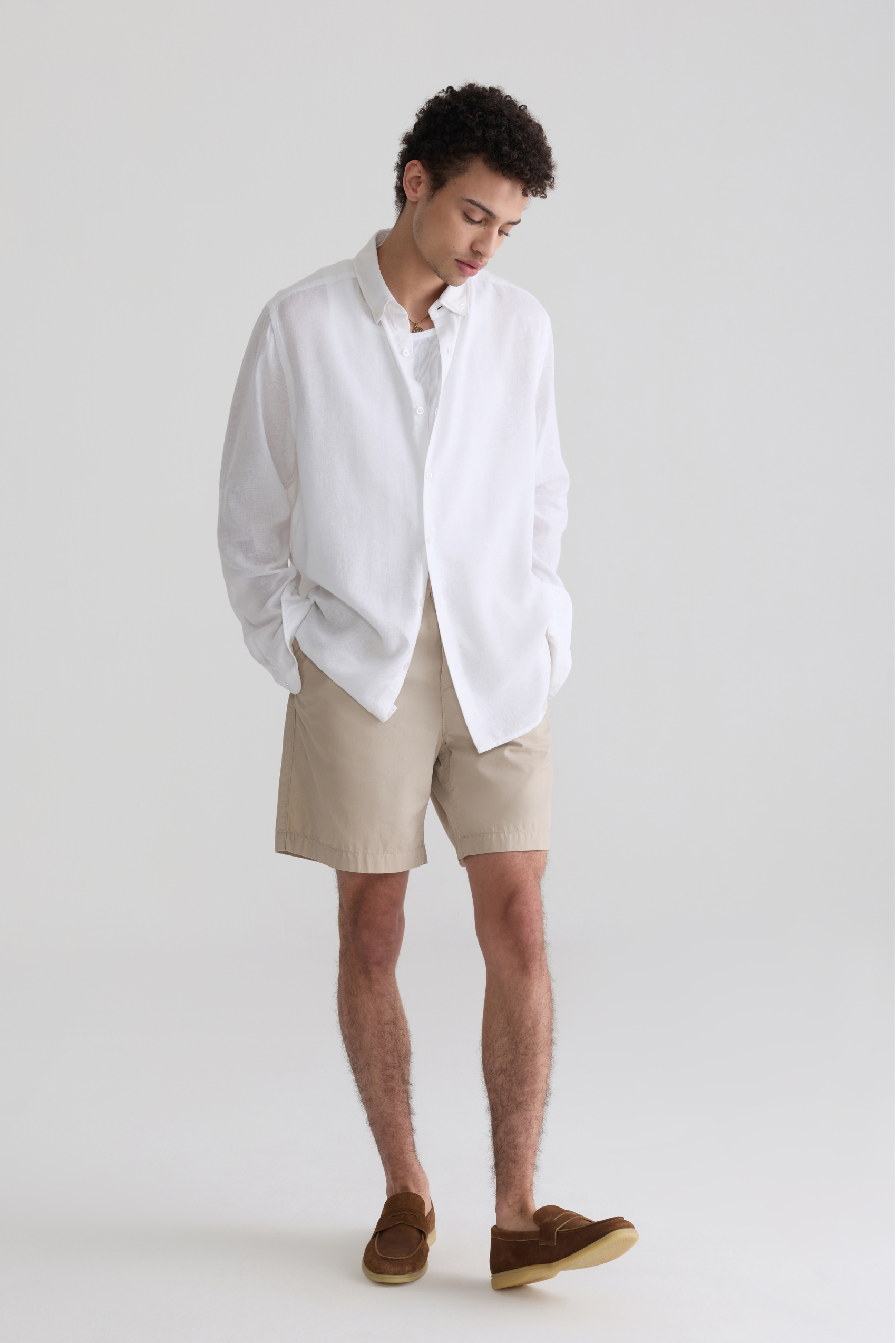 WHITE LINEN BLEND SHIRTS