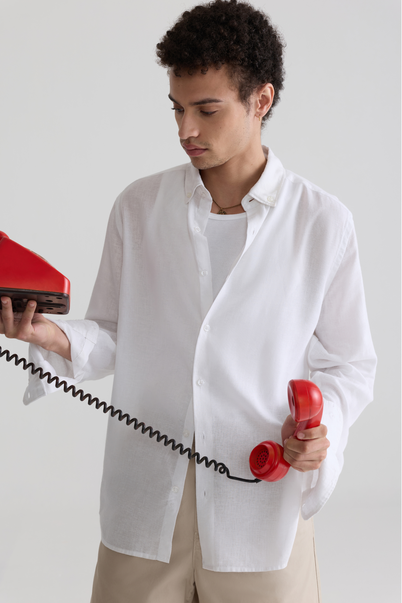 WHITE LINEN BLEND SHIRTS