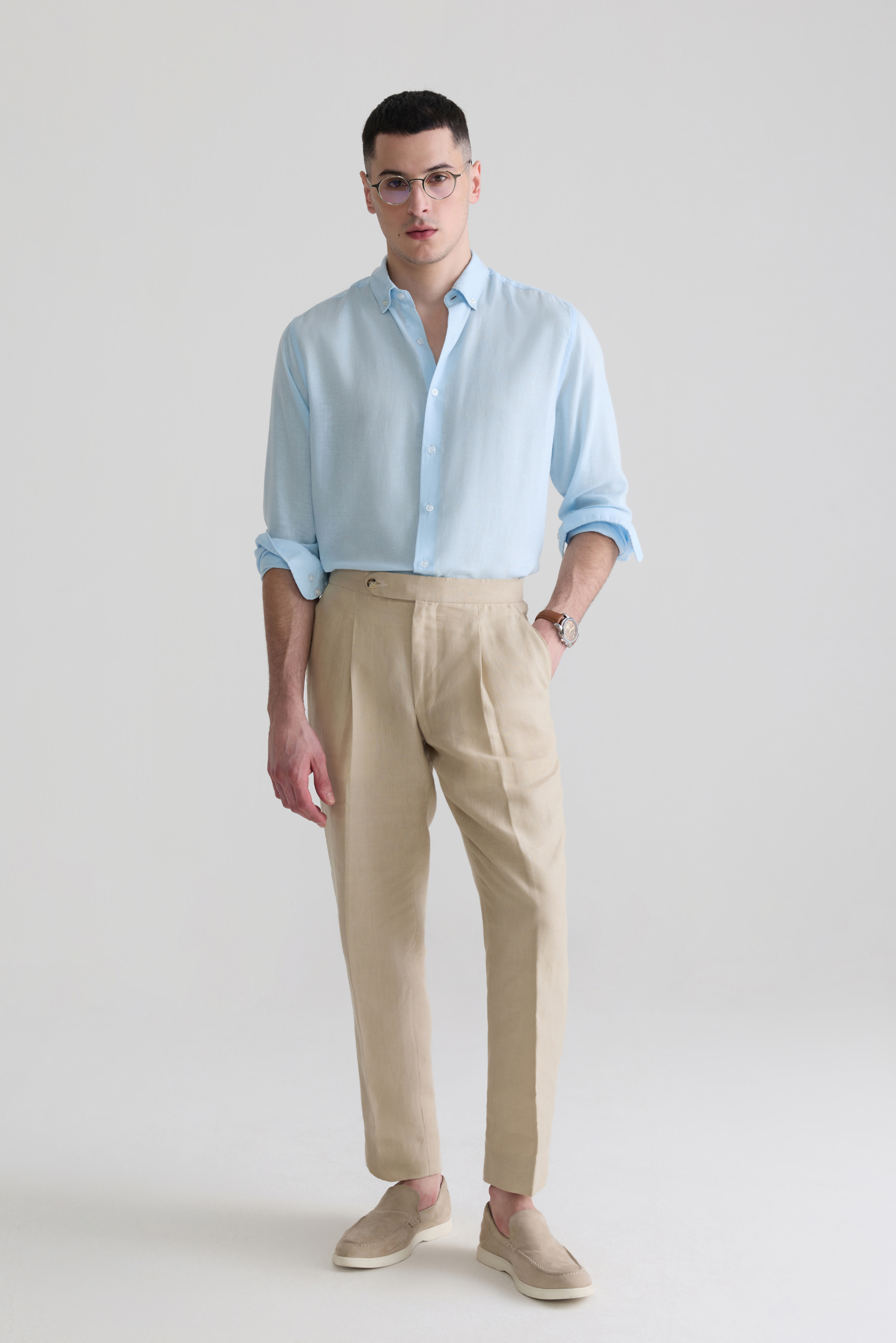 ICE BLUE LINEN BLEND SHIRTS