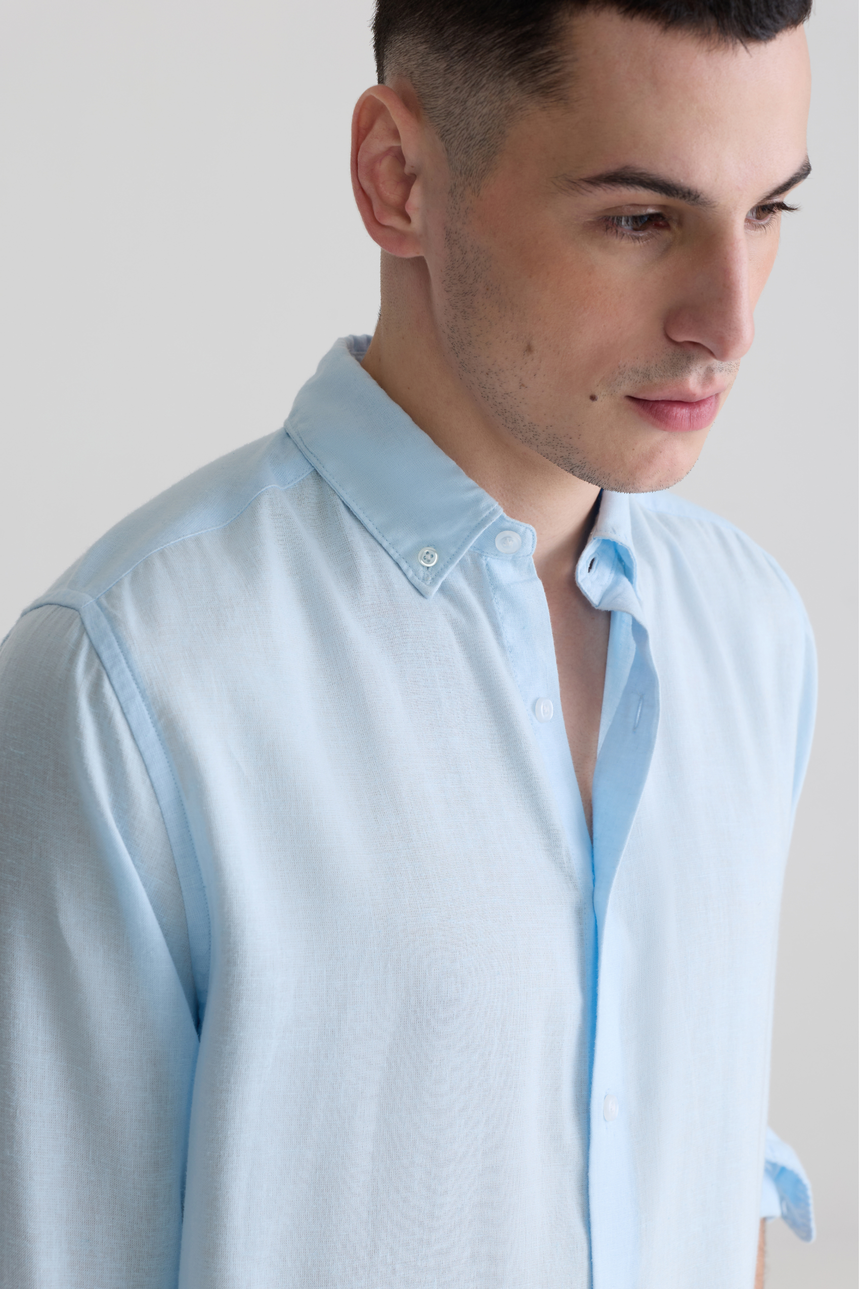 ICE BLUE LINEN BLEND SHIRTS