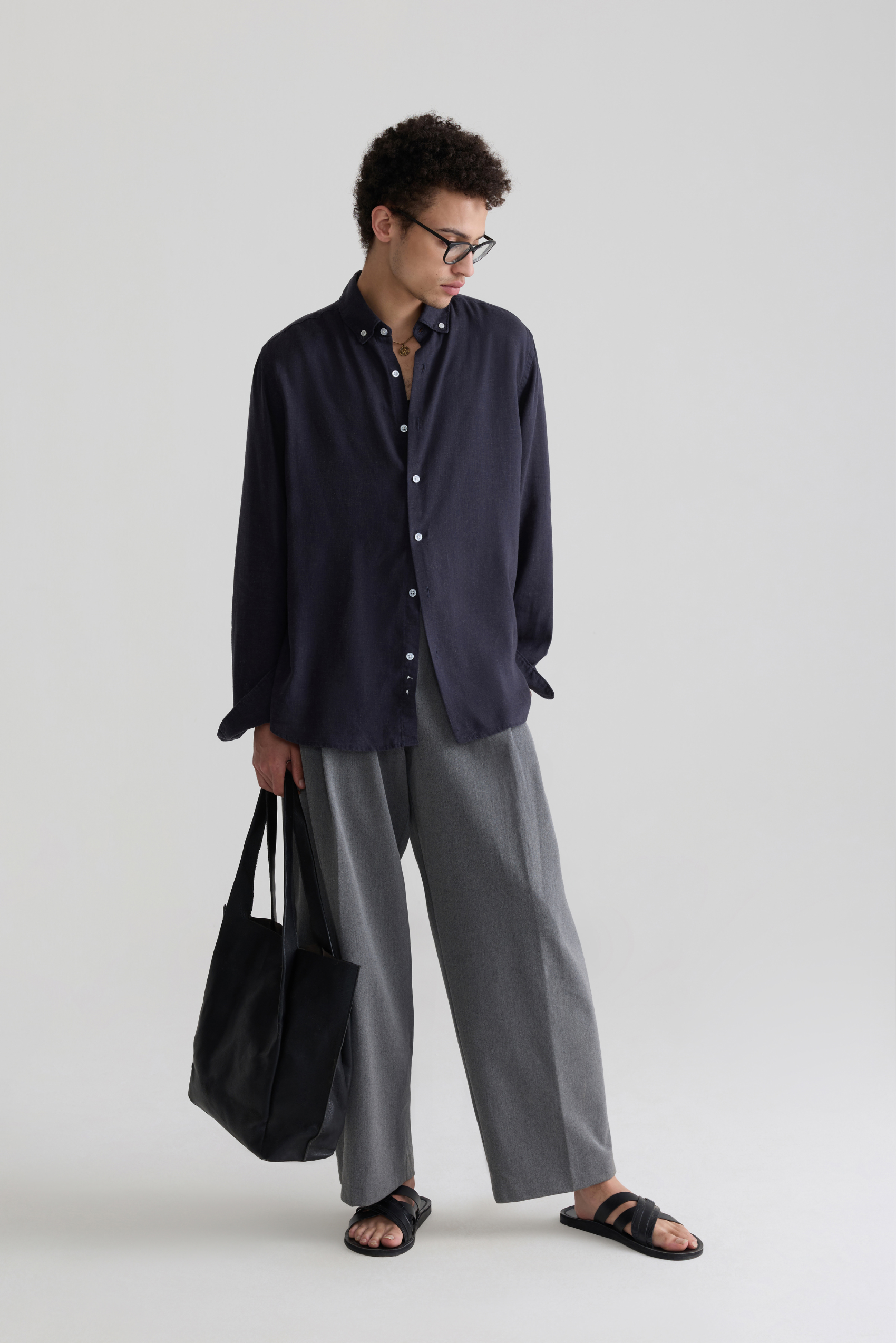 CHARCOAL BLACK LINEN BLEND SHIRTS