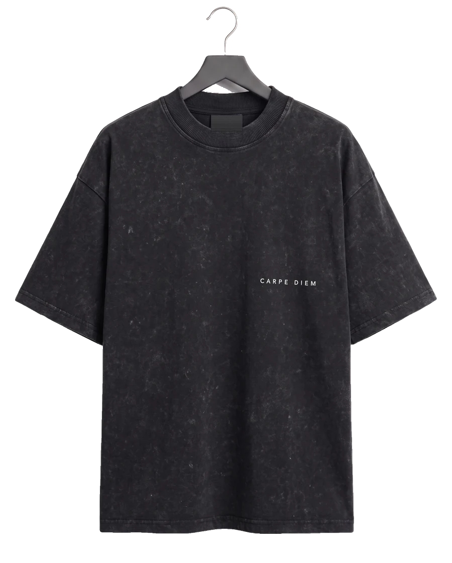 ACID WASH BLACK - CARPE DIEM MINIMAL PRINTED TEE