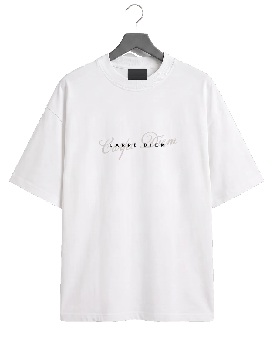 WHITE - CARPE DIEM SIGNATURE SCRIPT TEE