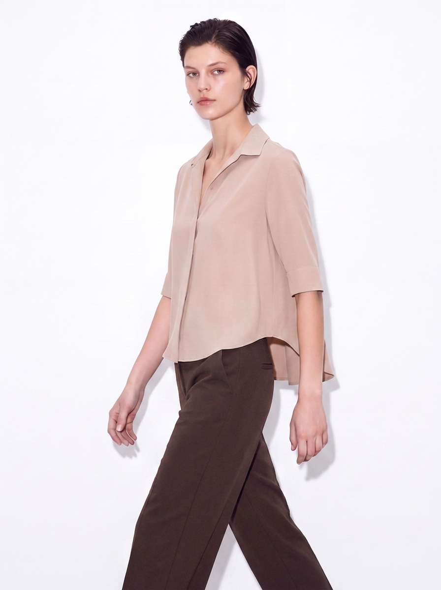 BEIGE - WOMEN'S SKIPPER COLLAR TOP